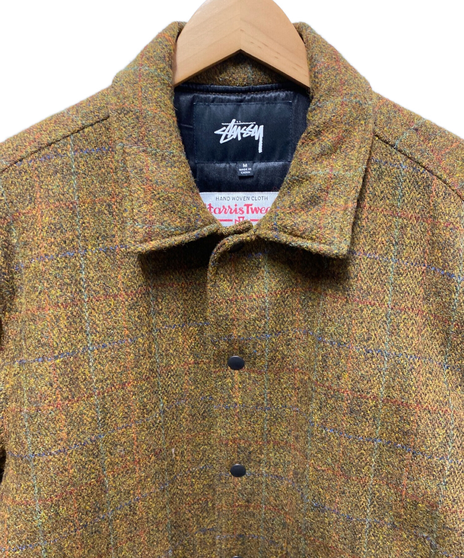 stussy × Harris Tweed (ステューシー × ハリスツイード) ツイードコーチジャケット ブラウン サイズ:M