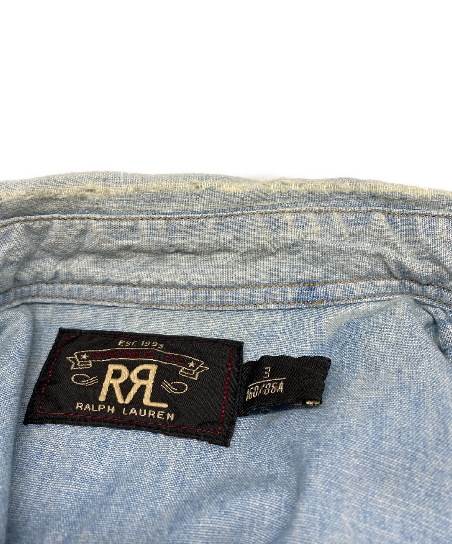 RRL (ダブルアールエル) 刺繍ポケットウエスタンデニムシャツ サイズ:3