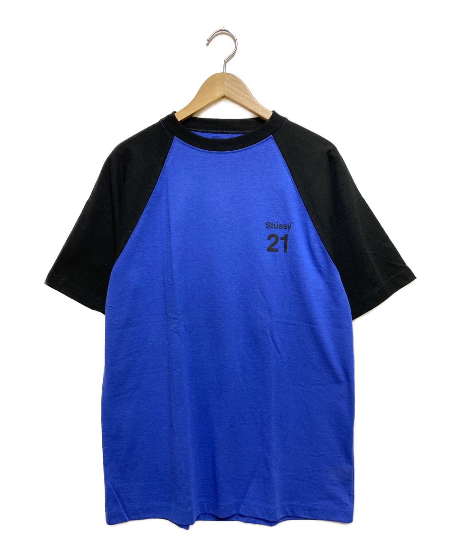 OLD STUSSY (オールドステューシー) ［古着］90's ラグランナンバリングTシャツ ブルー×ブラック サイズ:М 未使用品