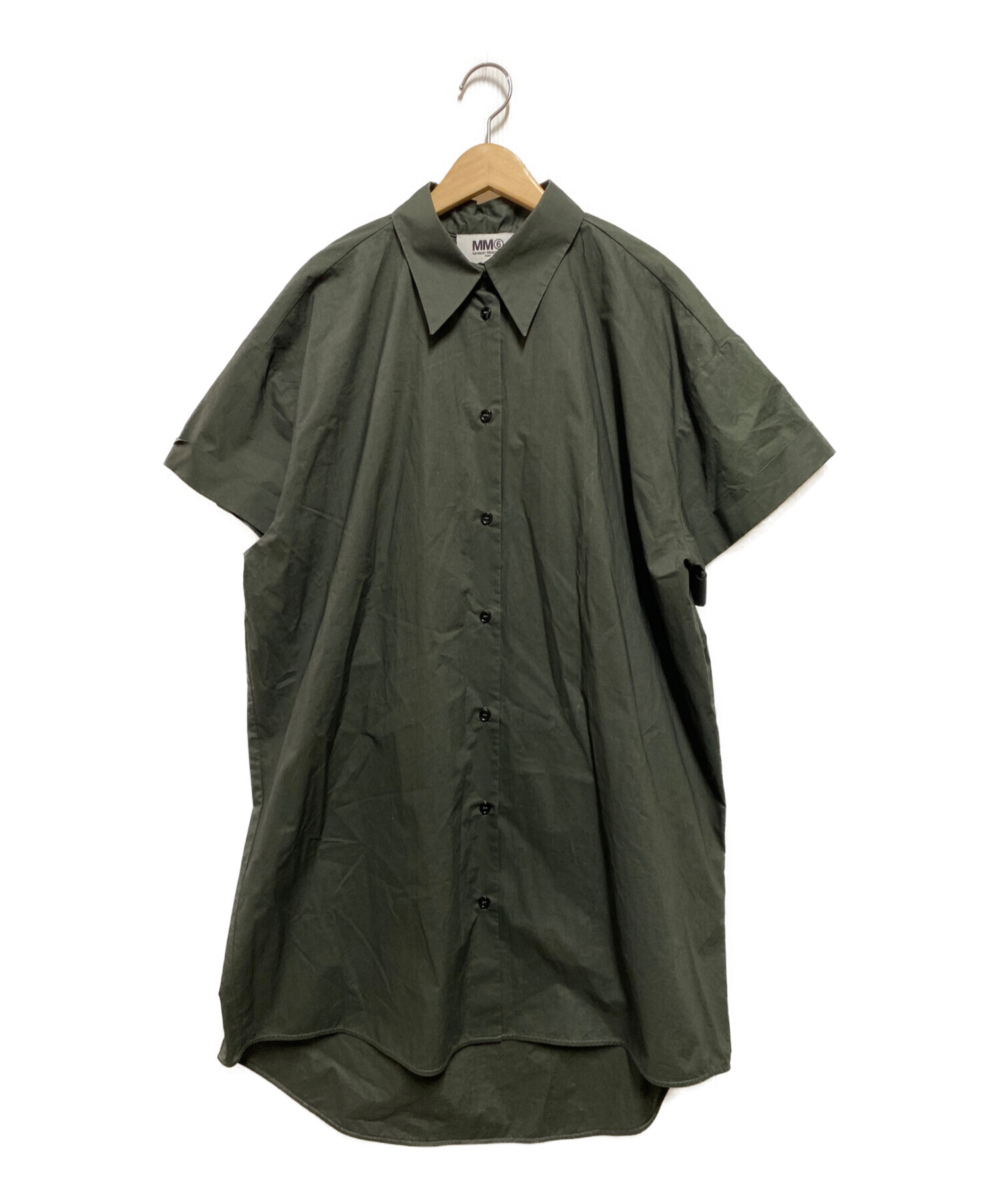 色ブラックエムエムシックス メゾンマルジェラ シャツ  MM6　オーバーサイズシャツ