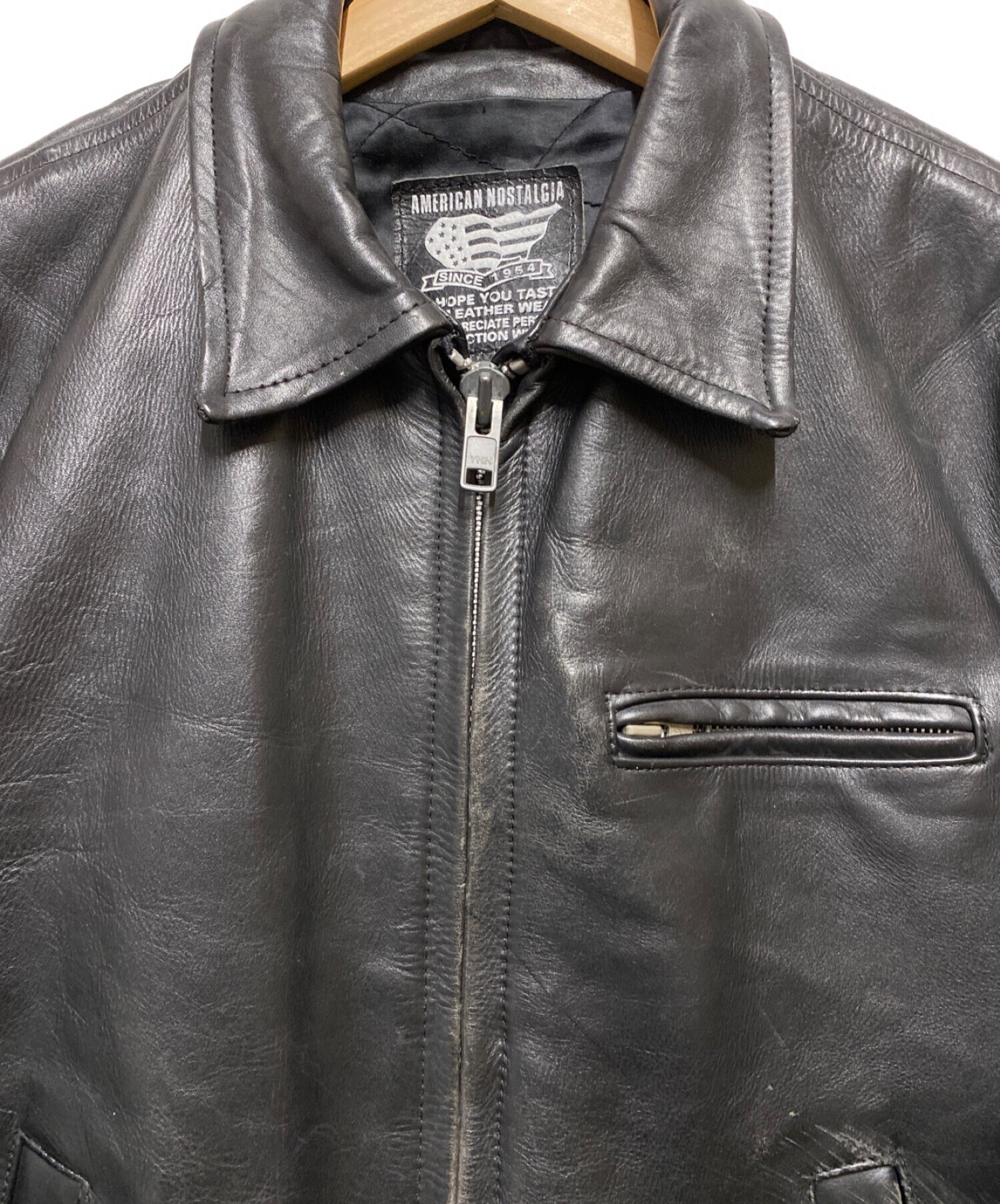 AMERICAN NOSTALGIA (アメリカンノスタルジア) レザージャケット ブラック サイズ:L