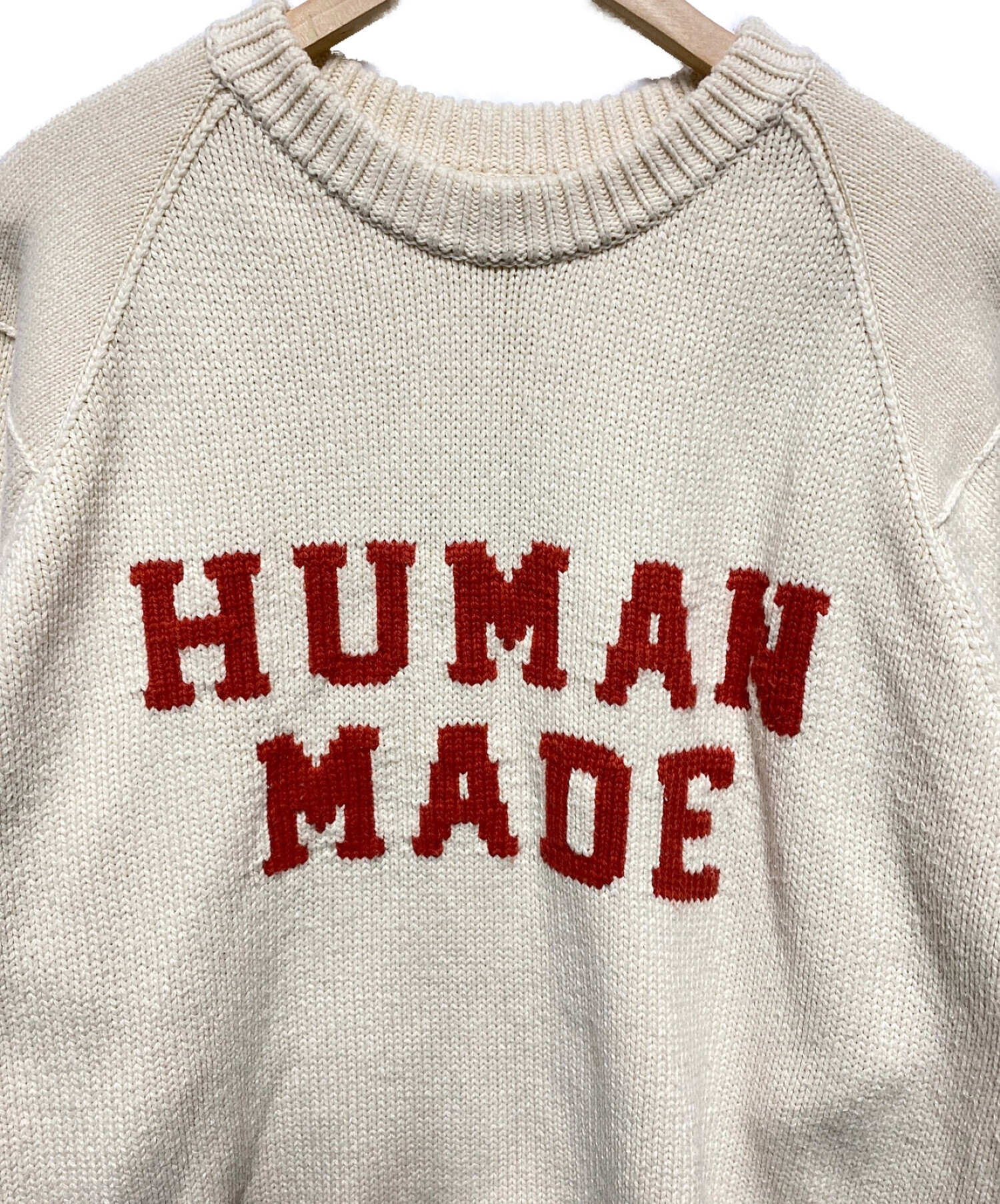 HUMAN MADE (ヒューマンメイド) RAGLAN SLEEVE KNIT SWEATER アイボリー サイズ:XL