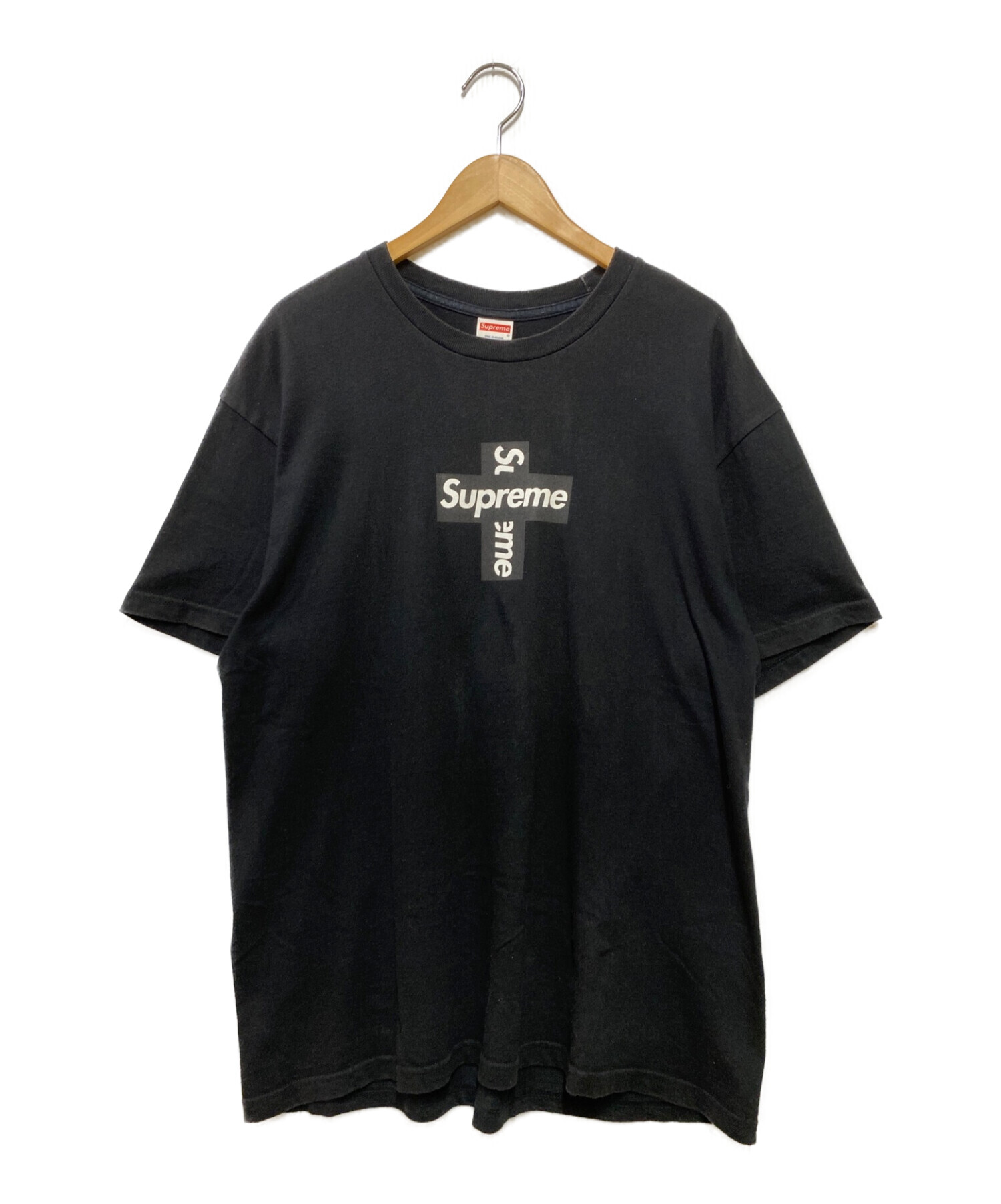 Supreme cross box logo tee ブラック LTシャツ/カットソー(半袖/袖なし)