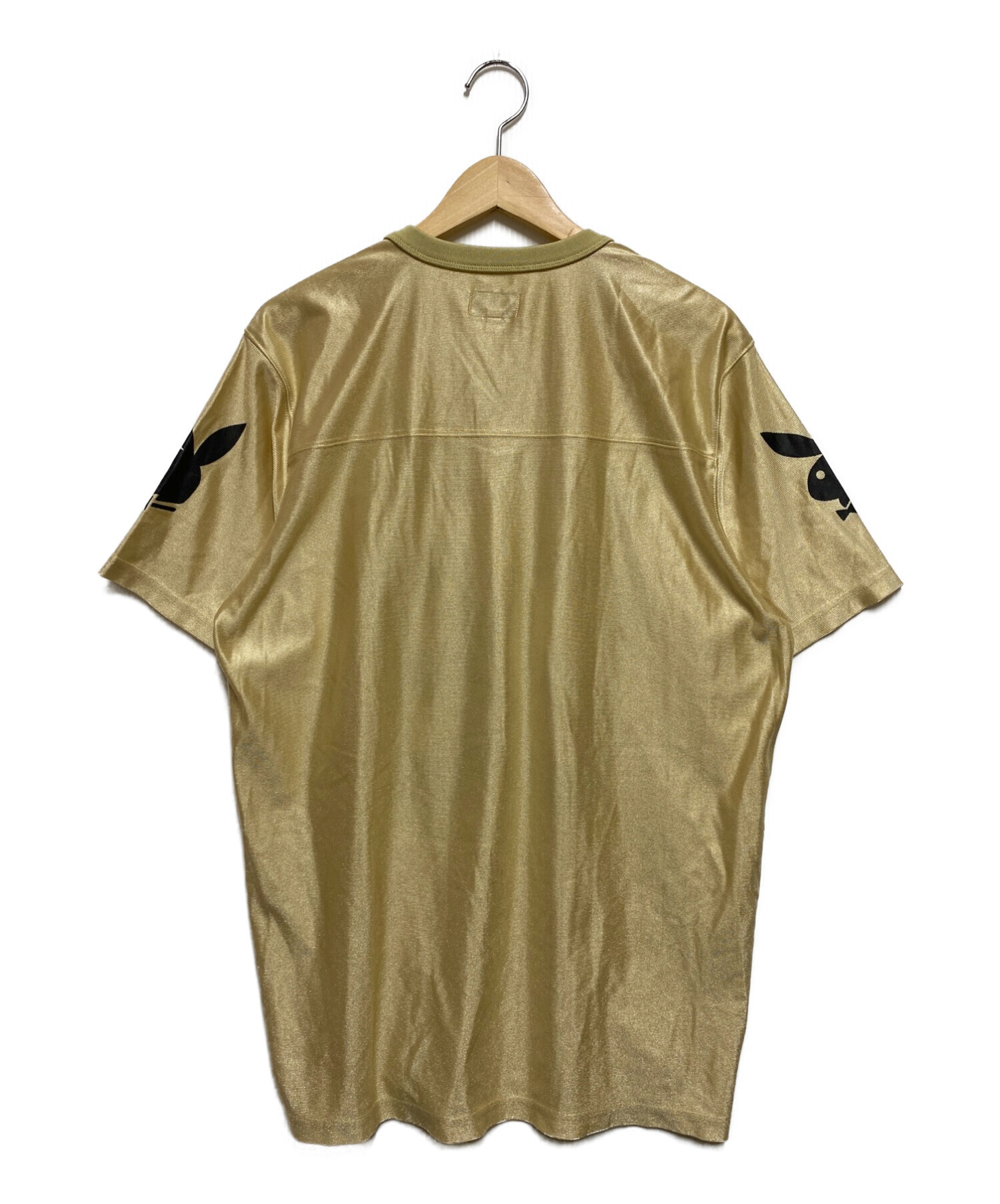 SUPREME (シュプリーム) PLAY BOY (プレイボーイ) フットボールナンバリングシャツ シャンパンゴールド サイズ:L