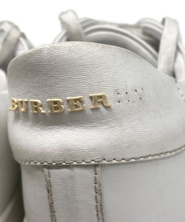 BURBERRY (バーバリー) ペイントロゴレザースニーカー ホワイト サイズ:40 1/2