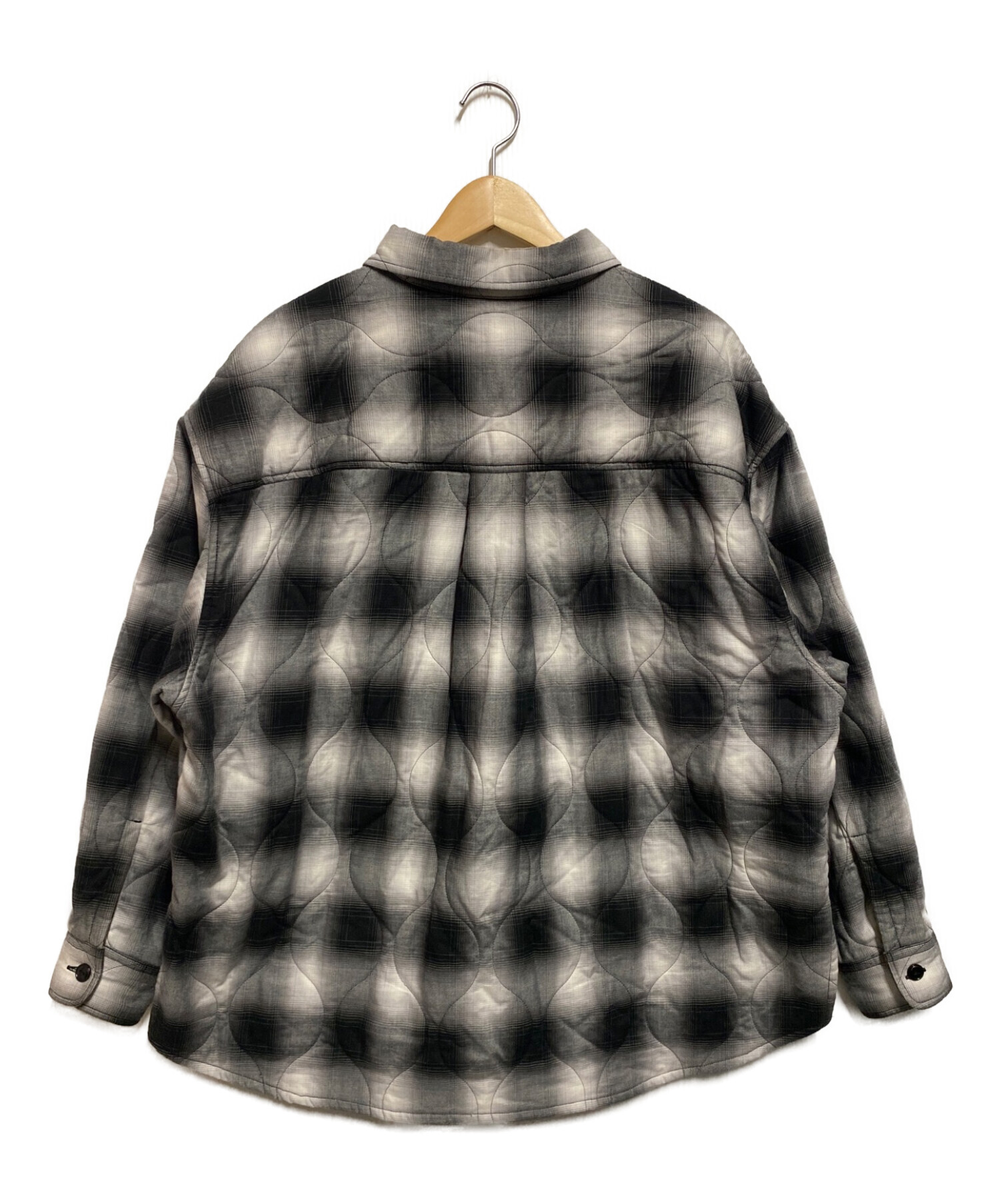 COOTIE PRODUCTIONS (クーティープロダクツ) Ombre Check Quilting CPO Jacket ホワイト×ブラック  サイズ:S