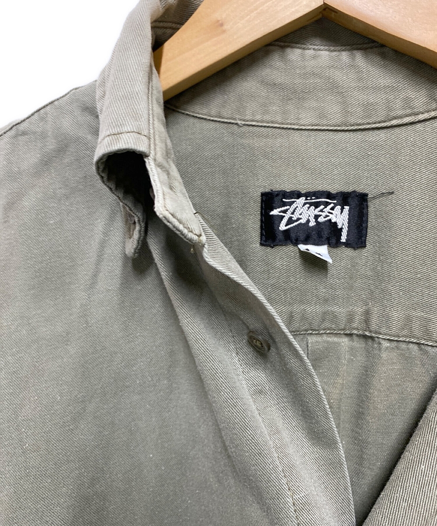 stussy (ステューシー) ［古着］80's ワンポイント刺繍シャツ ベージュ サイズ:S