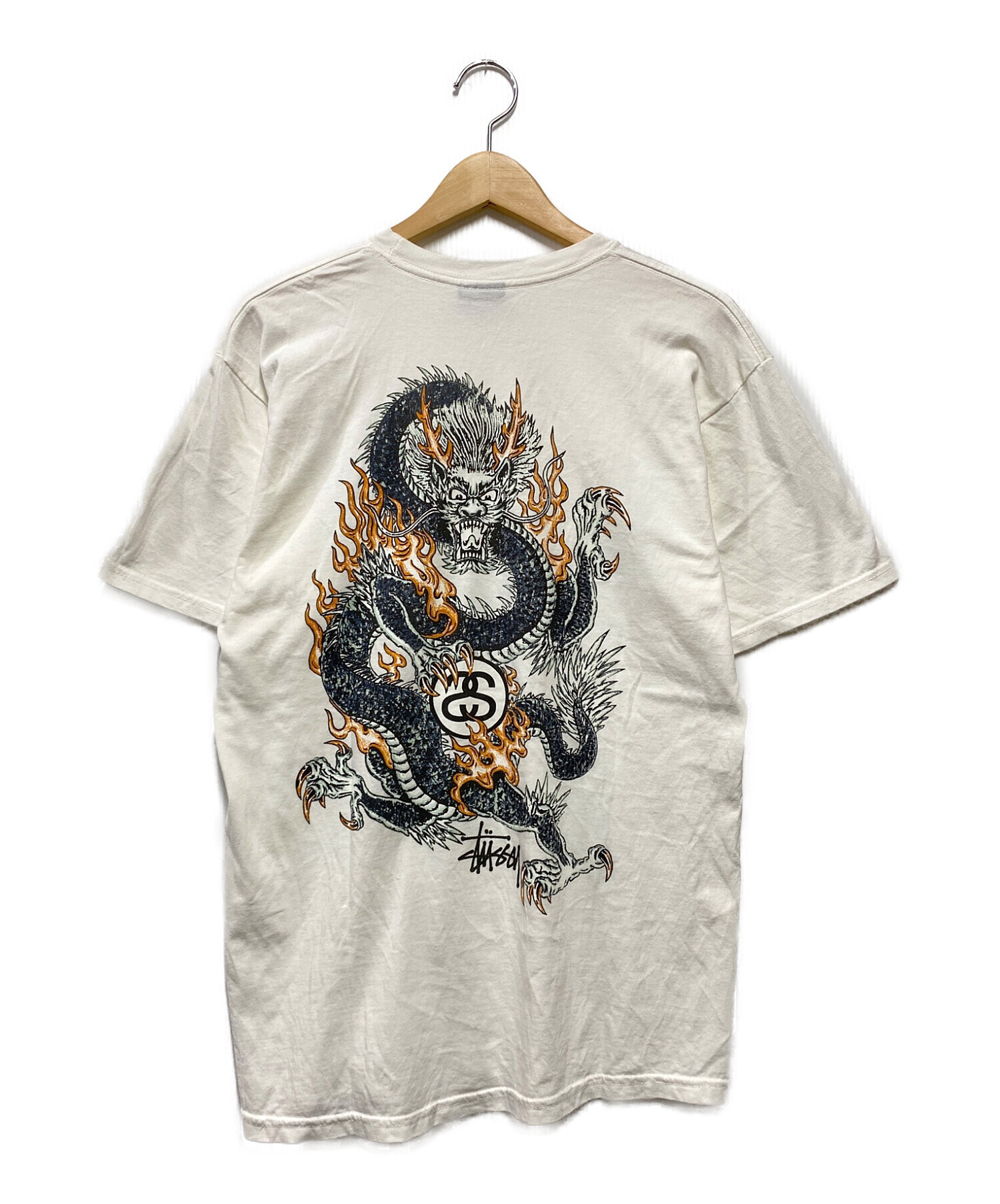 stussy (ステューシー) ドラゴンプリントTシャツ ホワイト サイズ:М