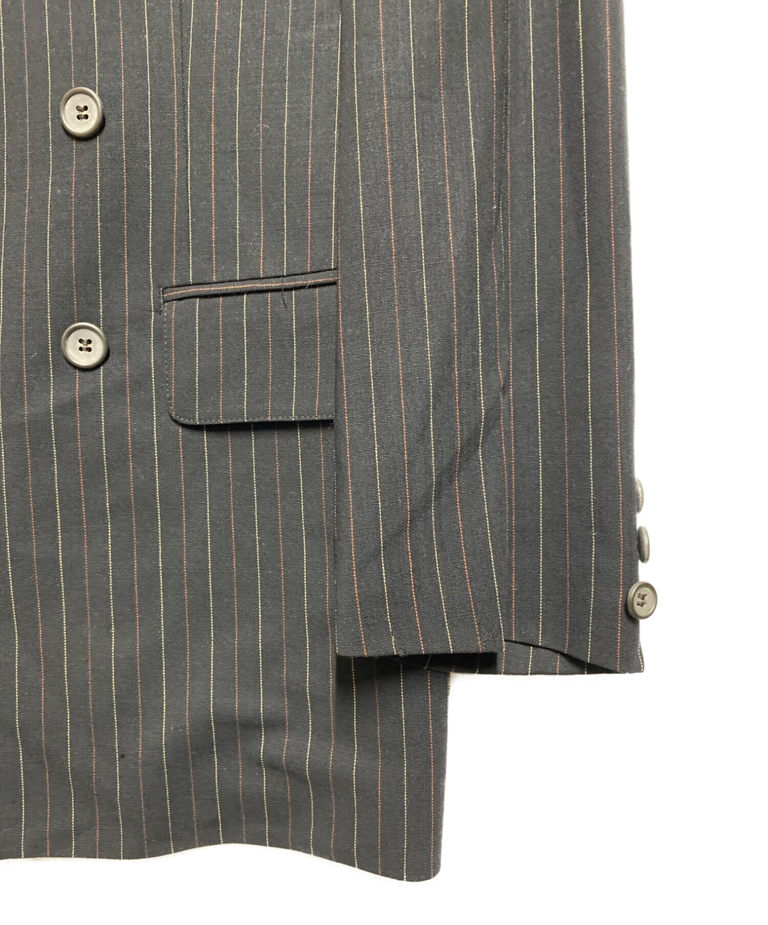 Jean Paul Gaultier HOMME ジャンポールゴルチエ オム ストライプピークドラペルダブルブレステッドジャケット トラウザー スラックスパンツ テーラードジャケット セットアップ 560-5775センチ裾幅