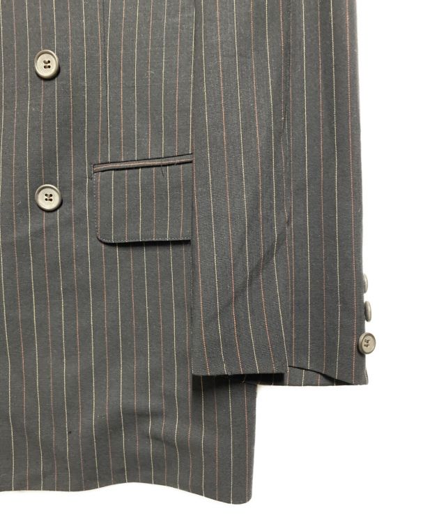 Jean Paul Gaultier homme (ジャンポールゴルチェオム) ストライプ刺繍ダブルジャケット ブラック サイズ:48