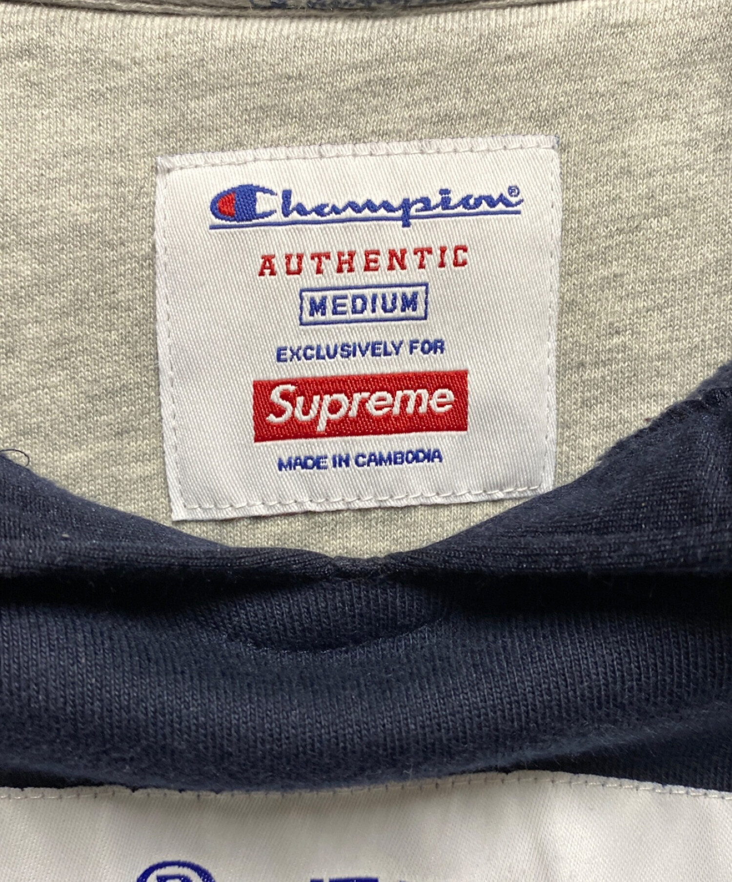 パーカー【新品M】Supreme Champion Label Hooded 紺 - パーカー