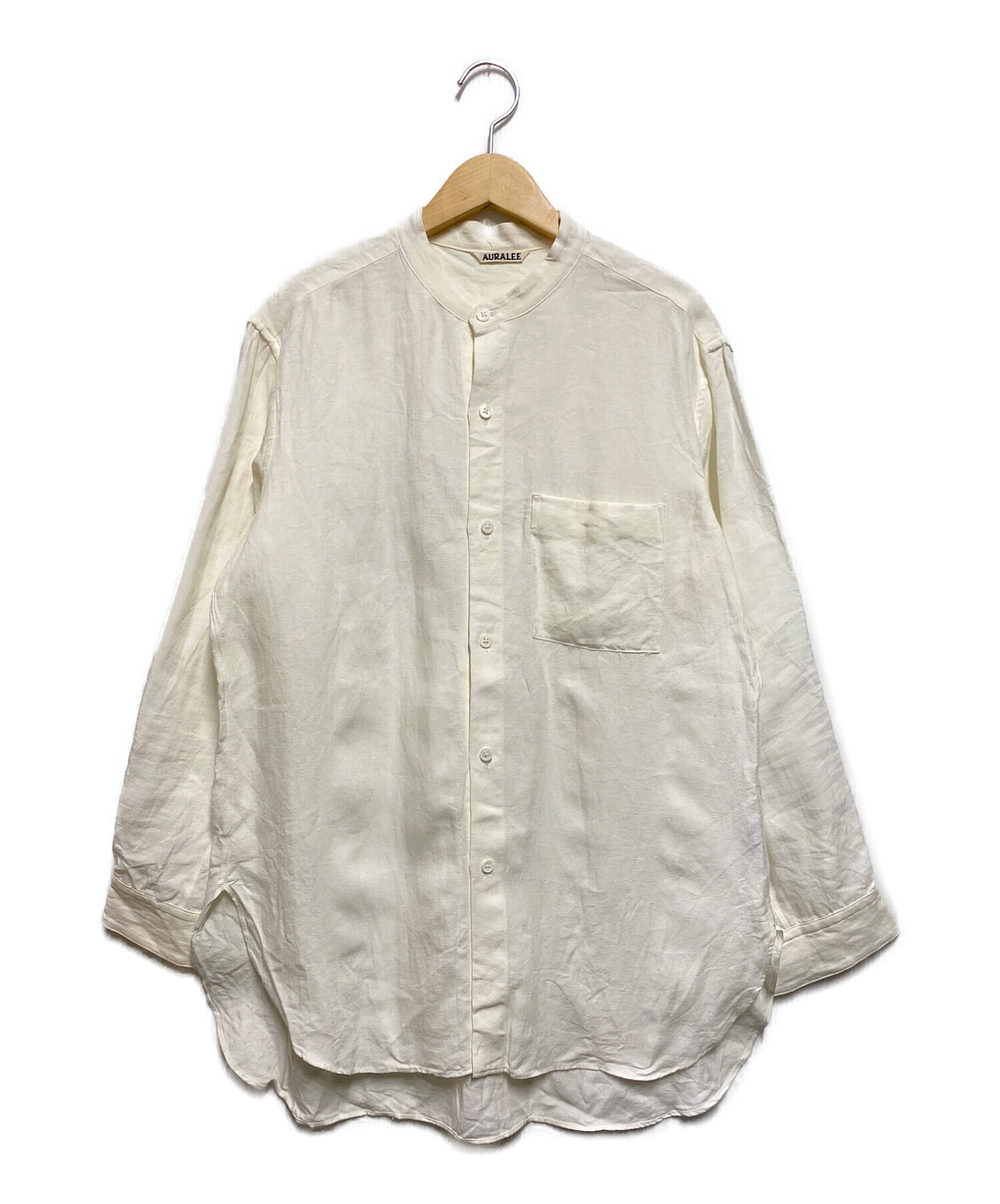 AURALEE (オーラリー) リネンギャバジンバンドカラーシャツ ホワイト サイズ:1