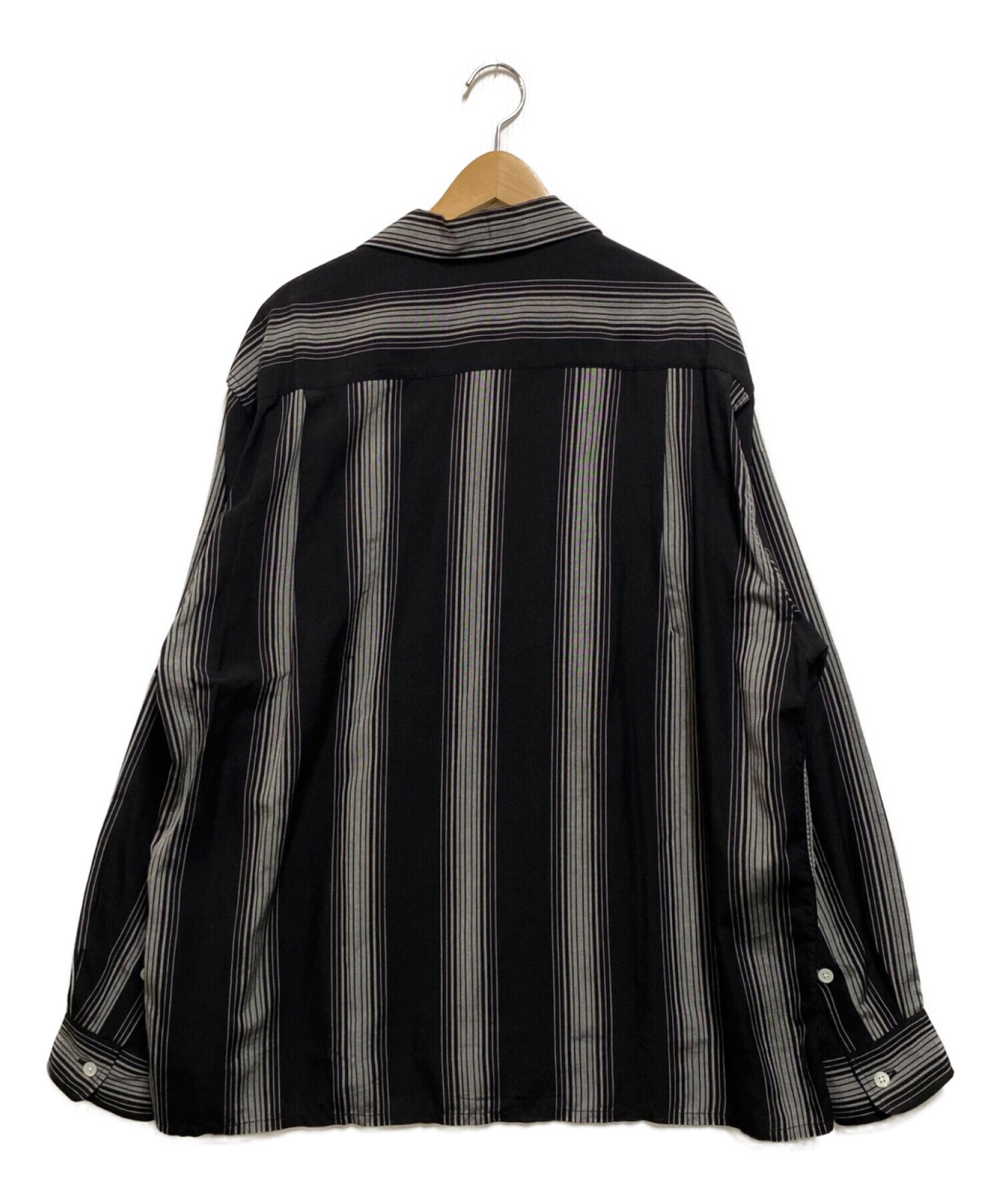 中古・古着通販】WACKO MARIA (ワコマリア) STRIPED OPEN COLLAR SHIRT ブラック サイズ:XL｜ブランド・古着通販  トレファク公式【TREFAC FASHION】スマホサイト