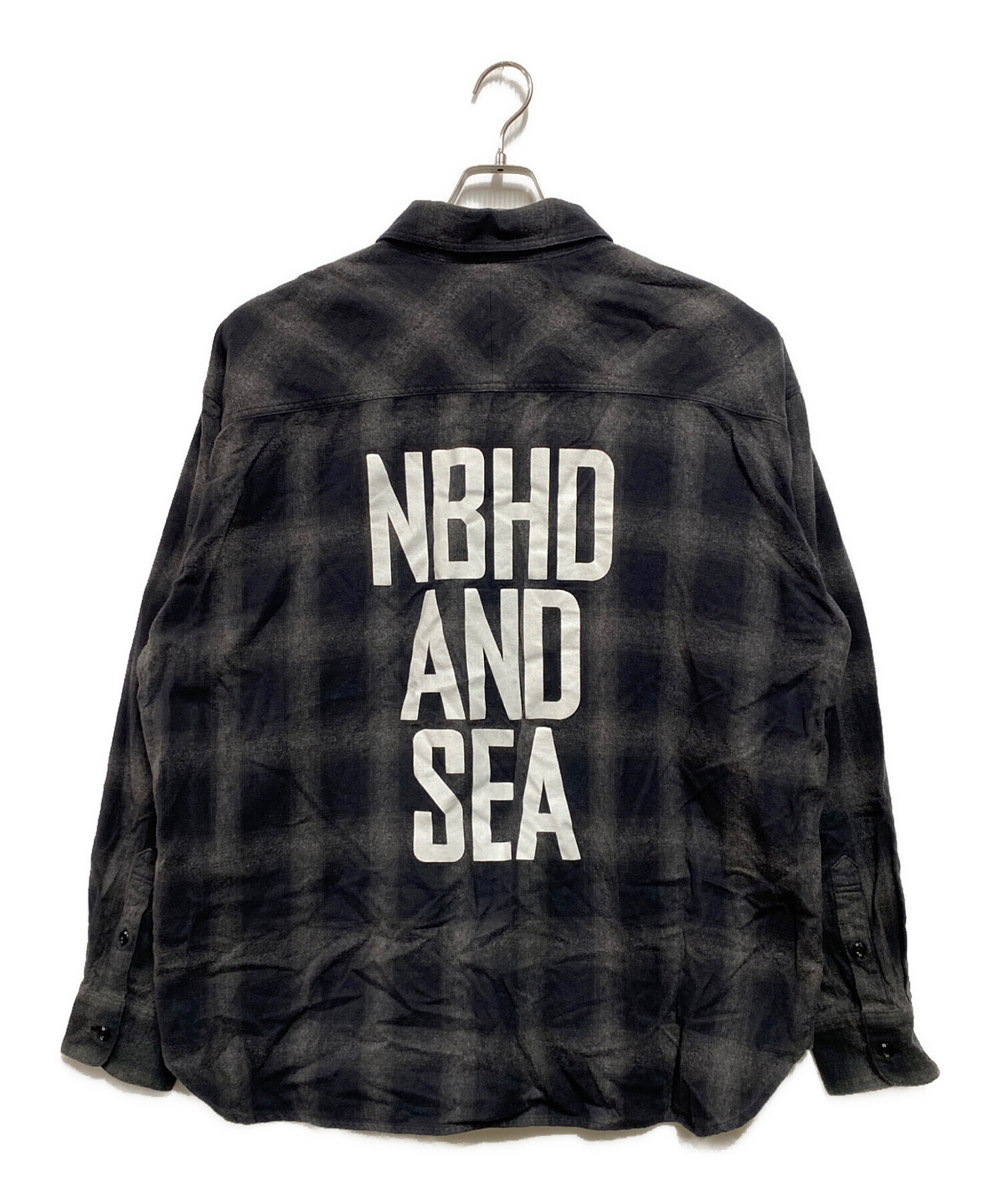 NEIGHBORHOOD (ネイバーフッド) WIND AND SEA (ウィンダンシー) OMBRE CHECK SHIRT LS オリーブ  サイズ:XL