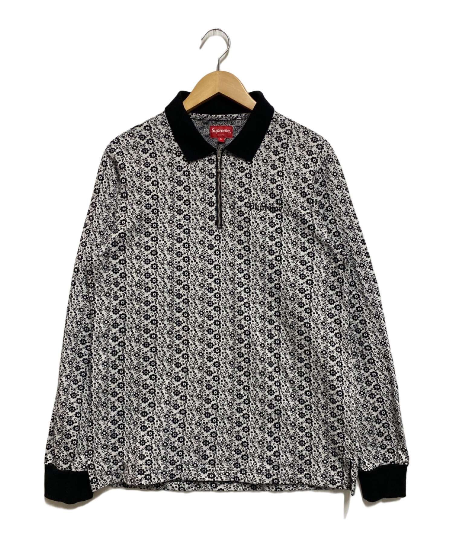 SUPREME (シュプリーム) Floral Jacquard Zip L/S Polo ブラック サイズ:S