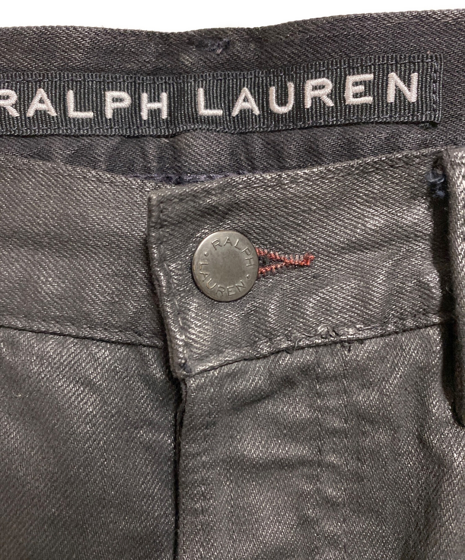 RALPH LAUREN BlackLabel (ラルフローレンブラックレーベル) コーティングバイカーデニムパンツ ブラック サイズ:w32