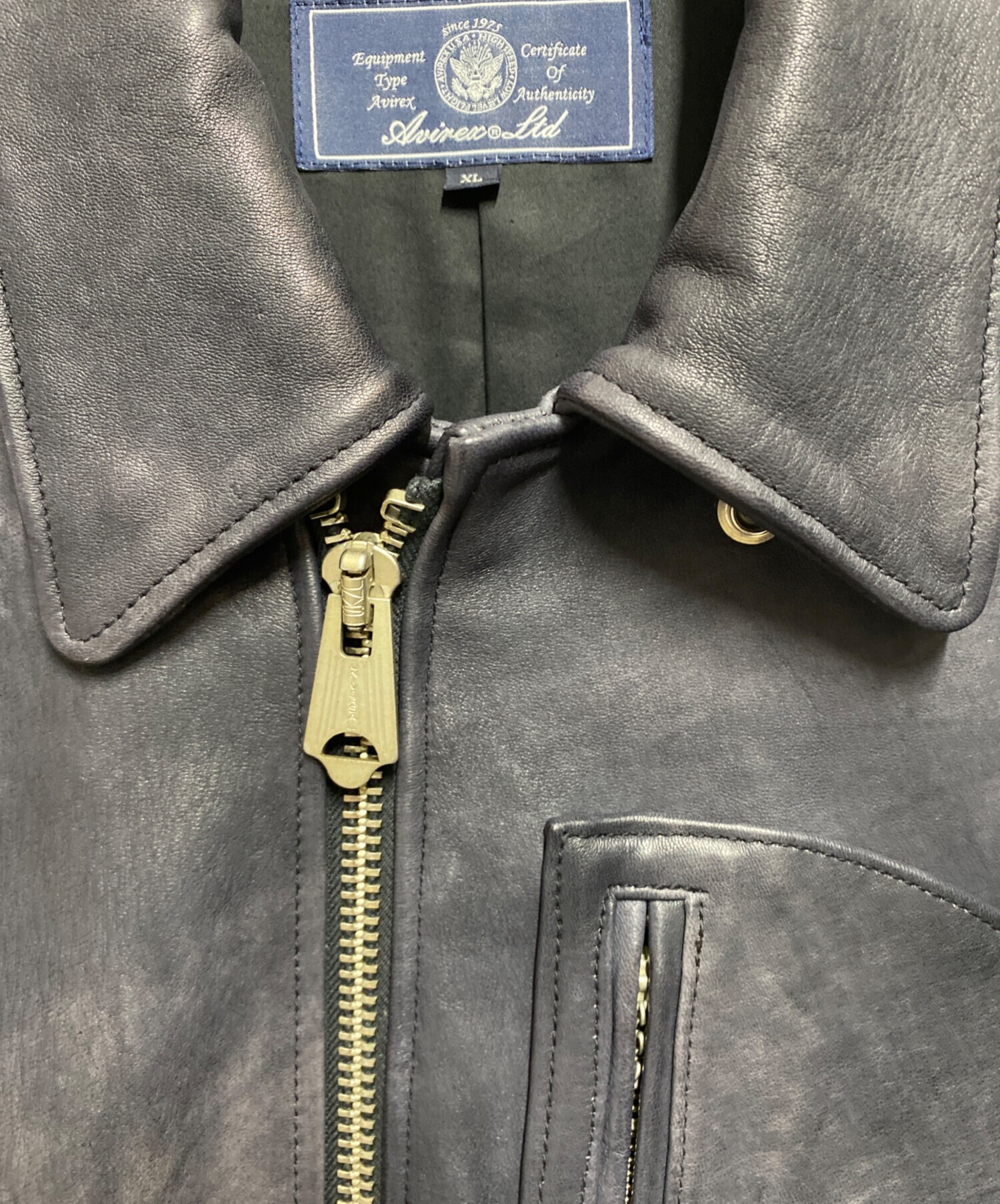 AVIREX (アヴィレックス) D-POCKET DEER LEATHER JACKET ネイビー サイズ:XL