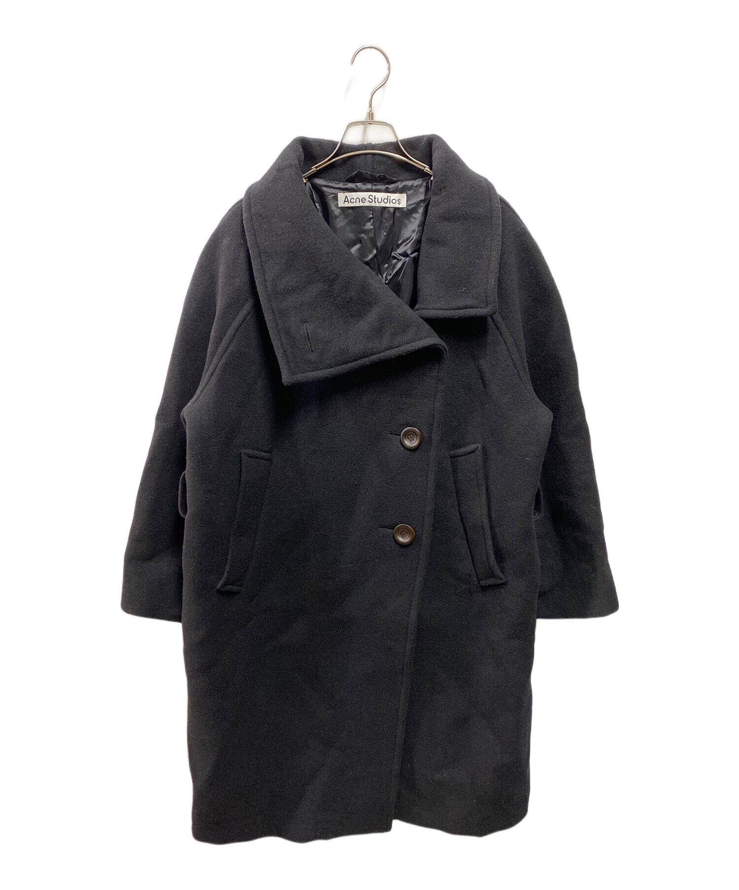 中古・古着通販】Acne studios (アクネ ストゥディオス) ファネルネックウールコート ブラック サイズ:32｜ブランド・古着通販  トレファク公式【TREFAC FASHION】スマホサイト