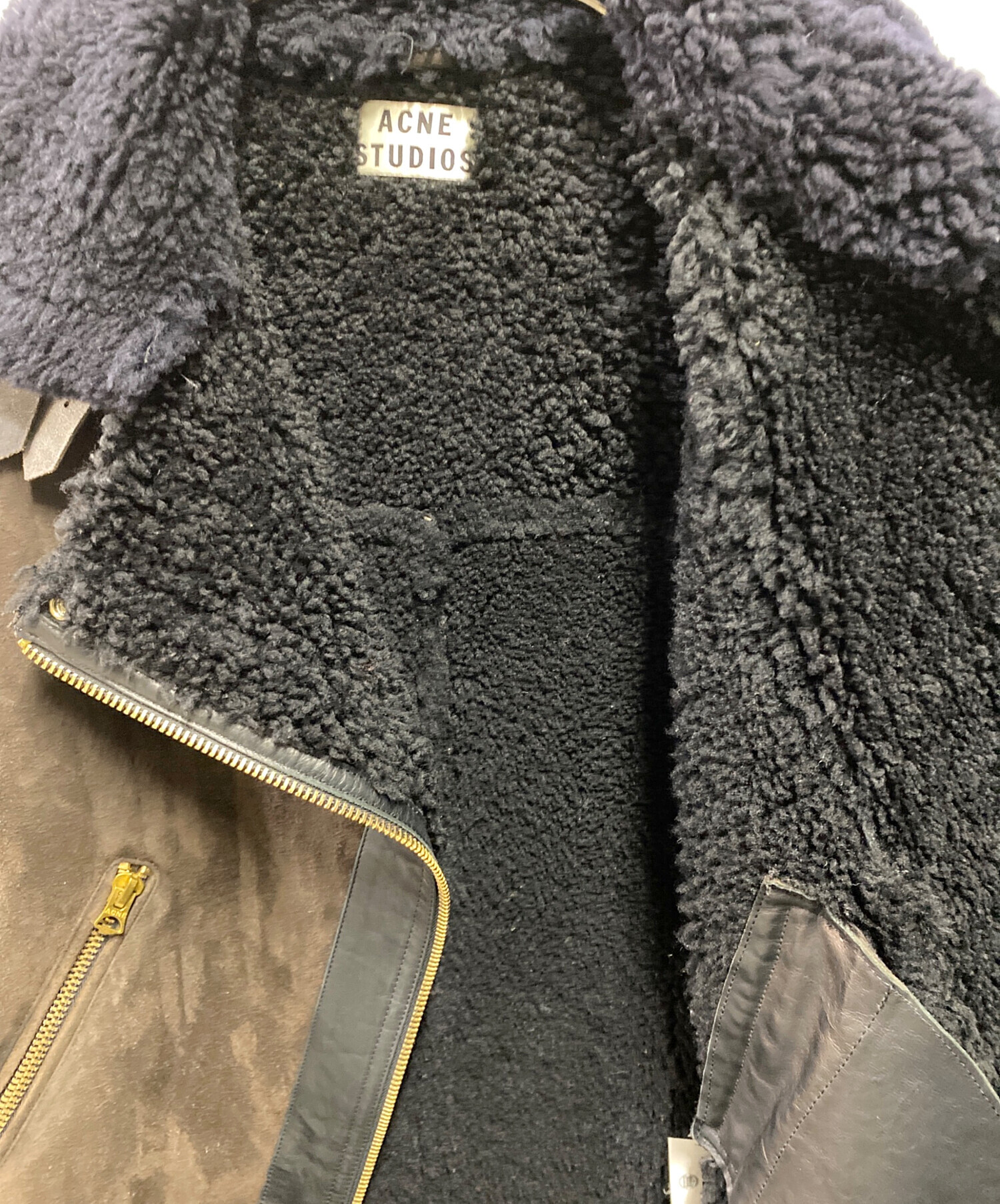 中古・古着通販】Acne studios (アクネ ストゥディオス) ムートンライダースジャケット ブラウン サイズ:34｜ブランド・古着通販  トレファク公式【TREFAC FASHION】スマホサイト