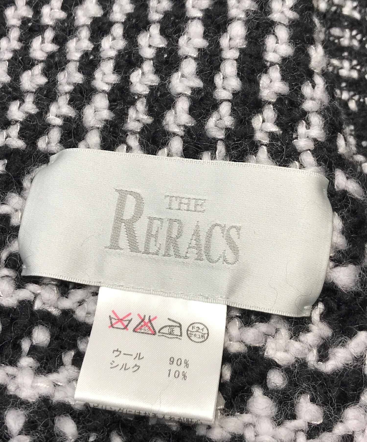 THE RERACS (ザ リラクス) グレンチェックフリンジストール グレー