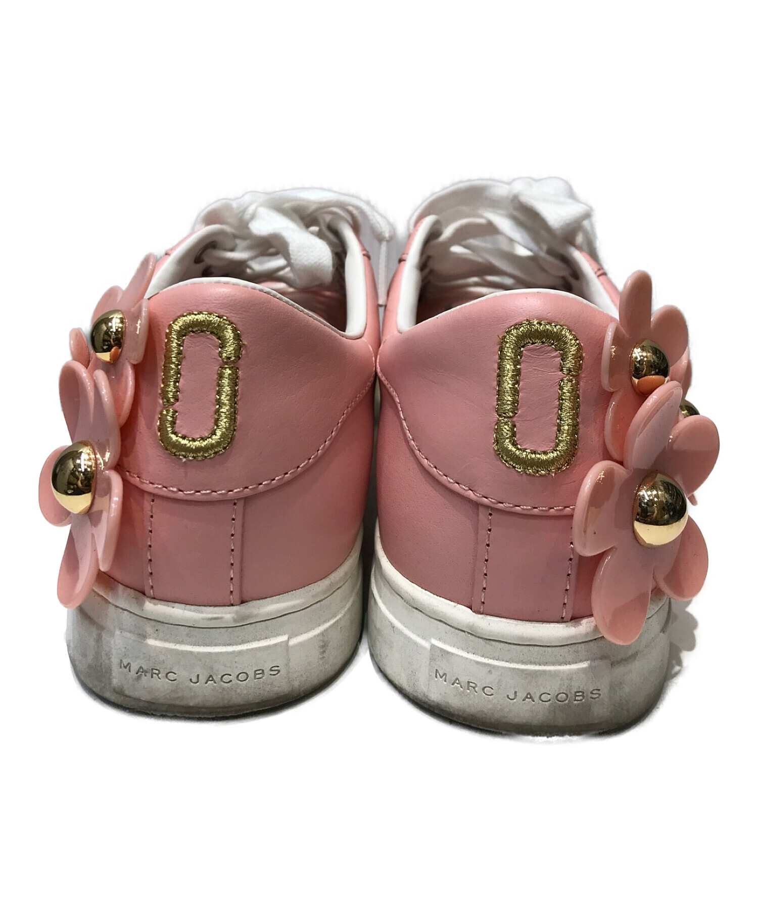 MARC JACOBS (マークジェイコブス) デイジー フラワー装飾レザースニーカー ピンク サイズ:38