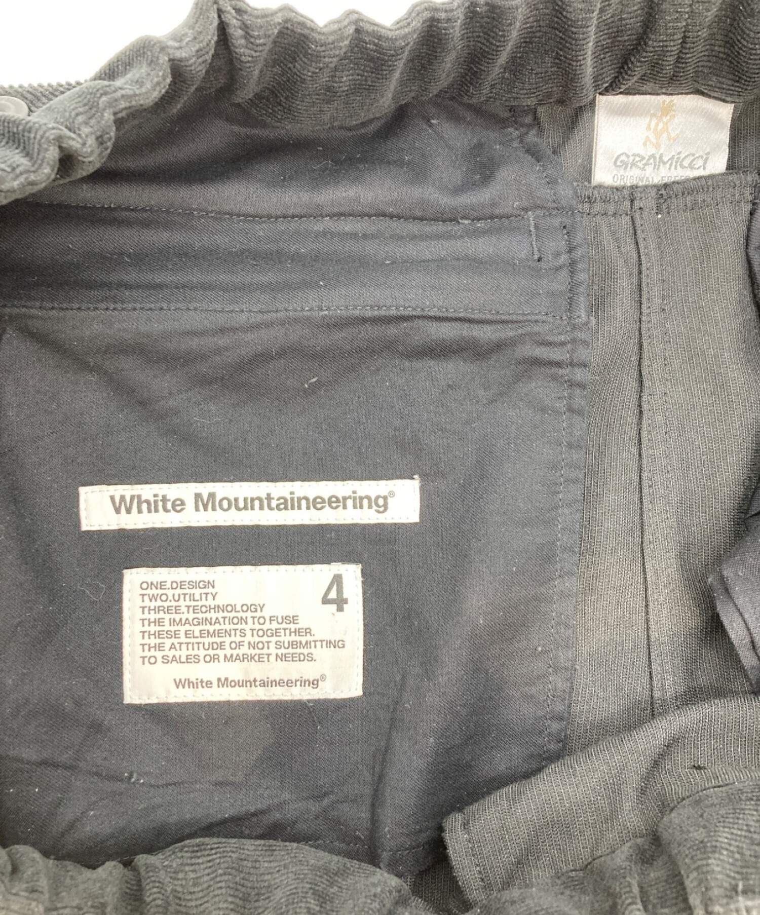 White Mountaineering×Gramicci (ホワイトマウンテニアリング×グラミチ) CORDUROY WIDE TAPERED  PANTS / コーデュロイワイドテーパードパンツ クライミングパンツ ブラック サイズ:4
