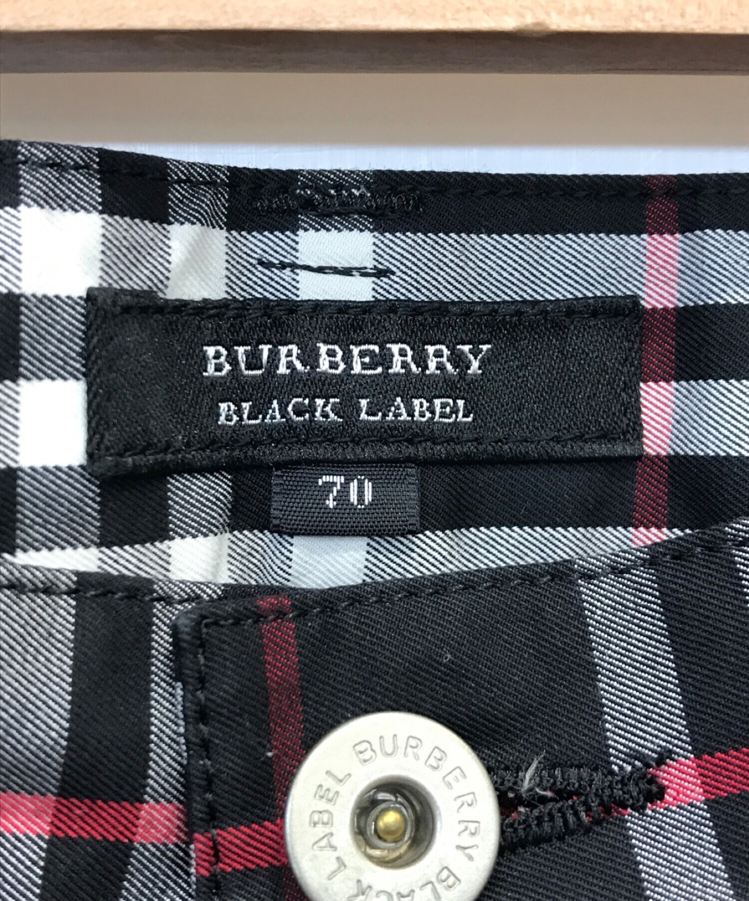 BURBERRY BLACK LABEL (バーバリーブラックレーベル) チェックパンツ ブラック サイズ:70