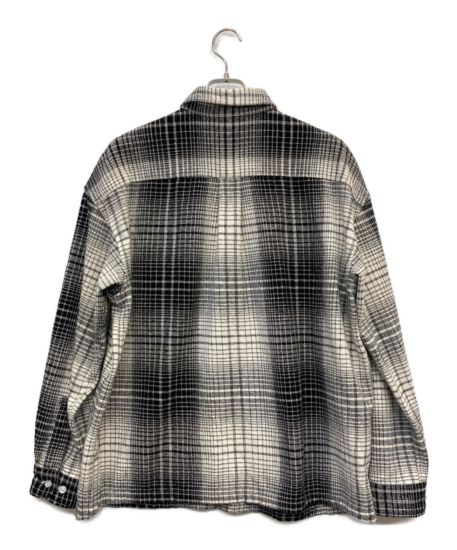 COOTIE PRODUCTIONS (クーティープロダクツ) OMBRE CHECK WORK L/S SHIRT / オンブレチェックワークシャツ  ホワイト×ブラック サイズ:M