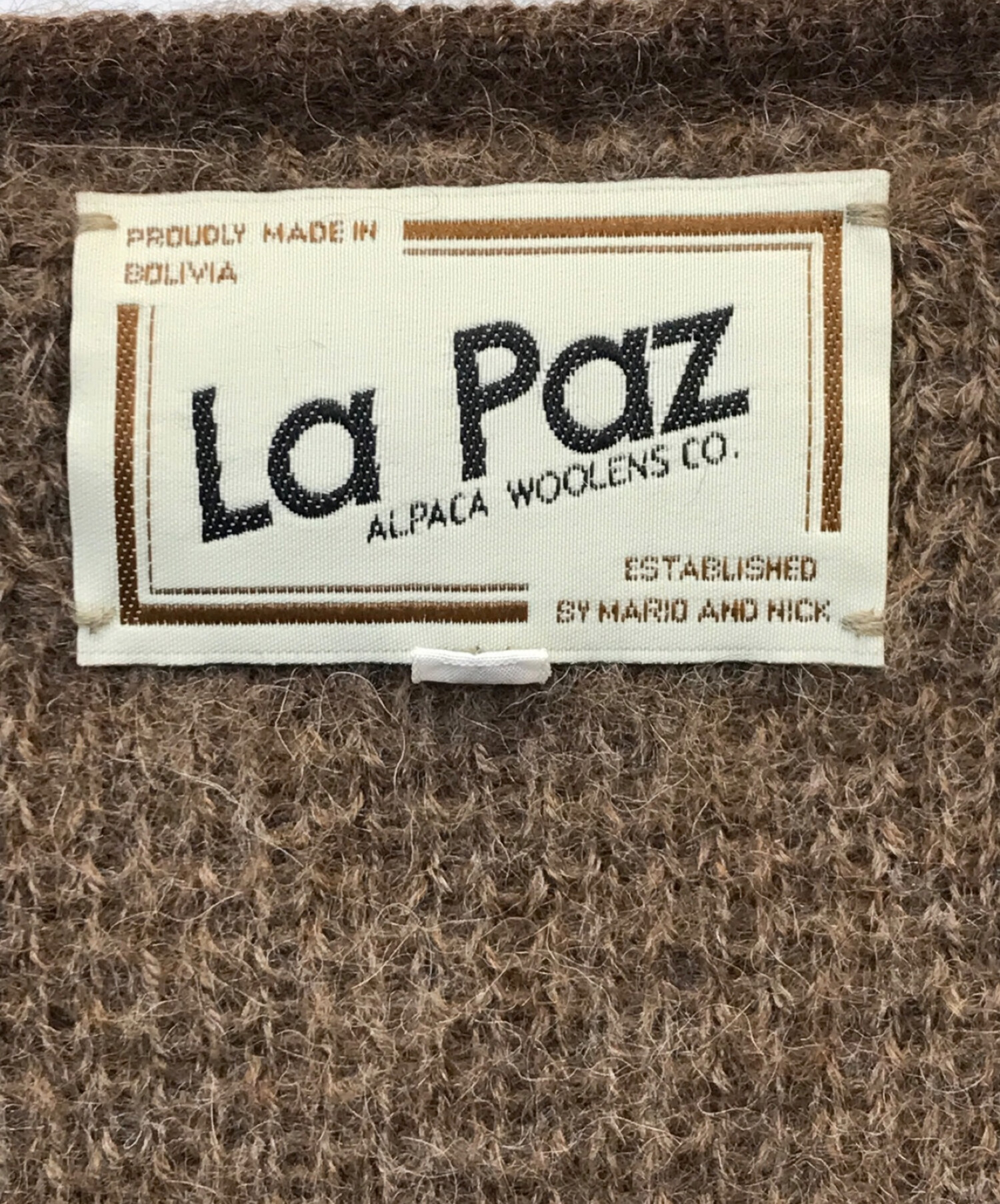 LA PAZ (ラパス) Argyle Jacquard V Neck Cardigan / アルパカジャガードカーディガン ブラウン サイズ:XL