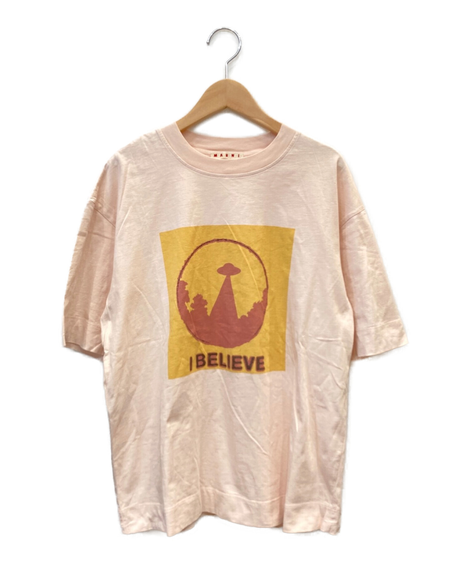 MARNI (マルニ) プリントオーバーサイズTシャツ ピンク サイズ:38