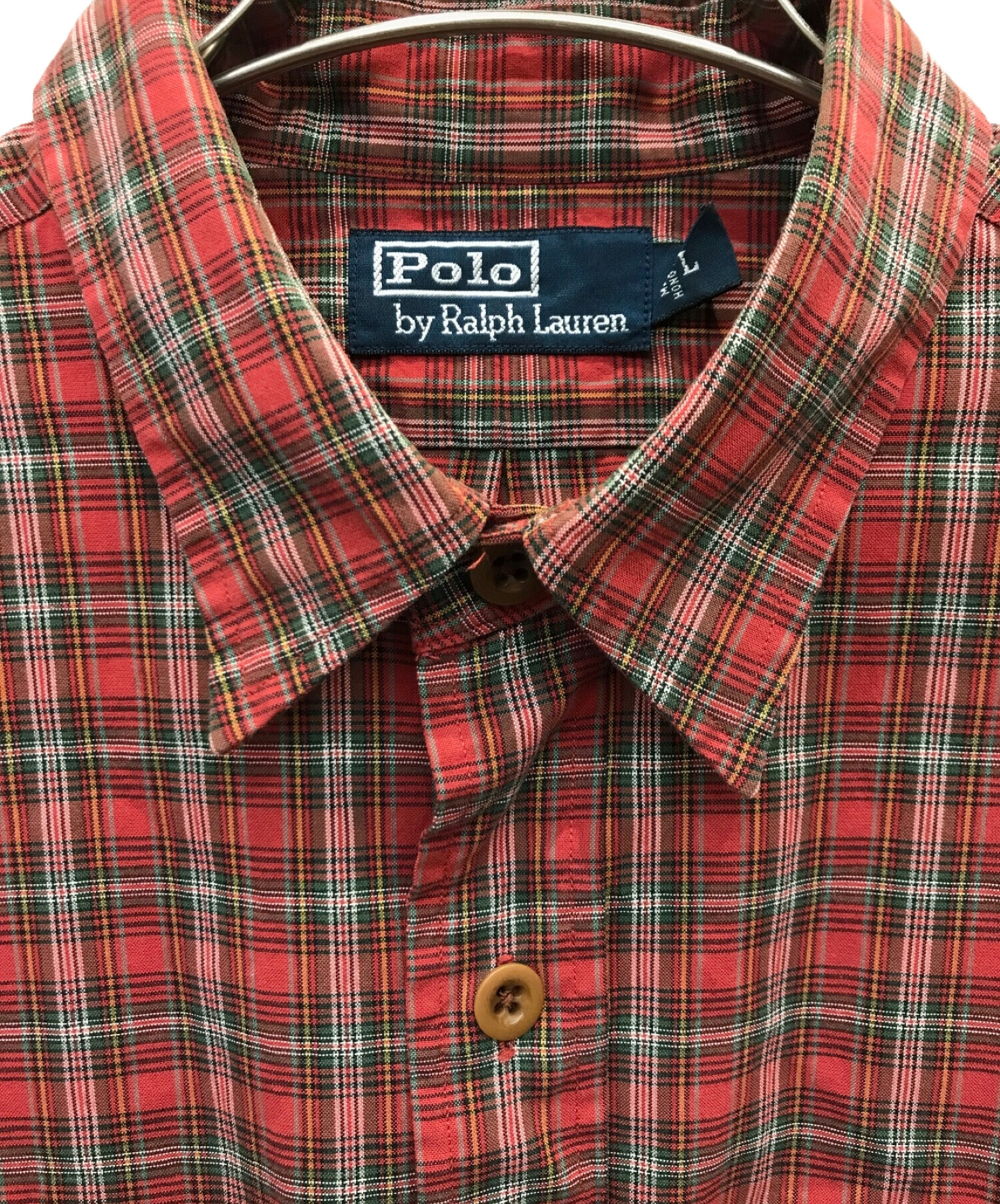 POLO RALPH LAUREN (ポロ・ラルフローレン) ［古着］エルボーパッチチェックシャツ レッド サイズ:L