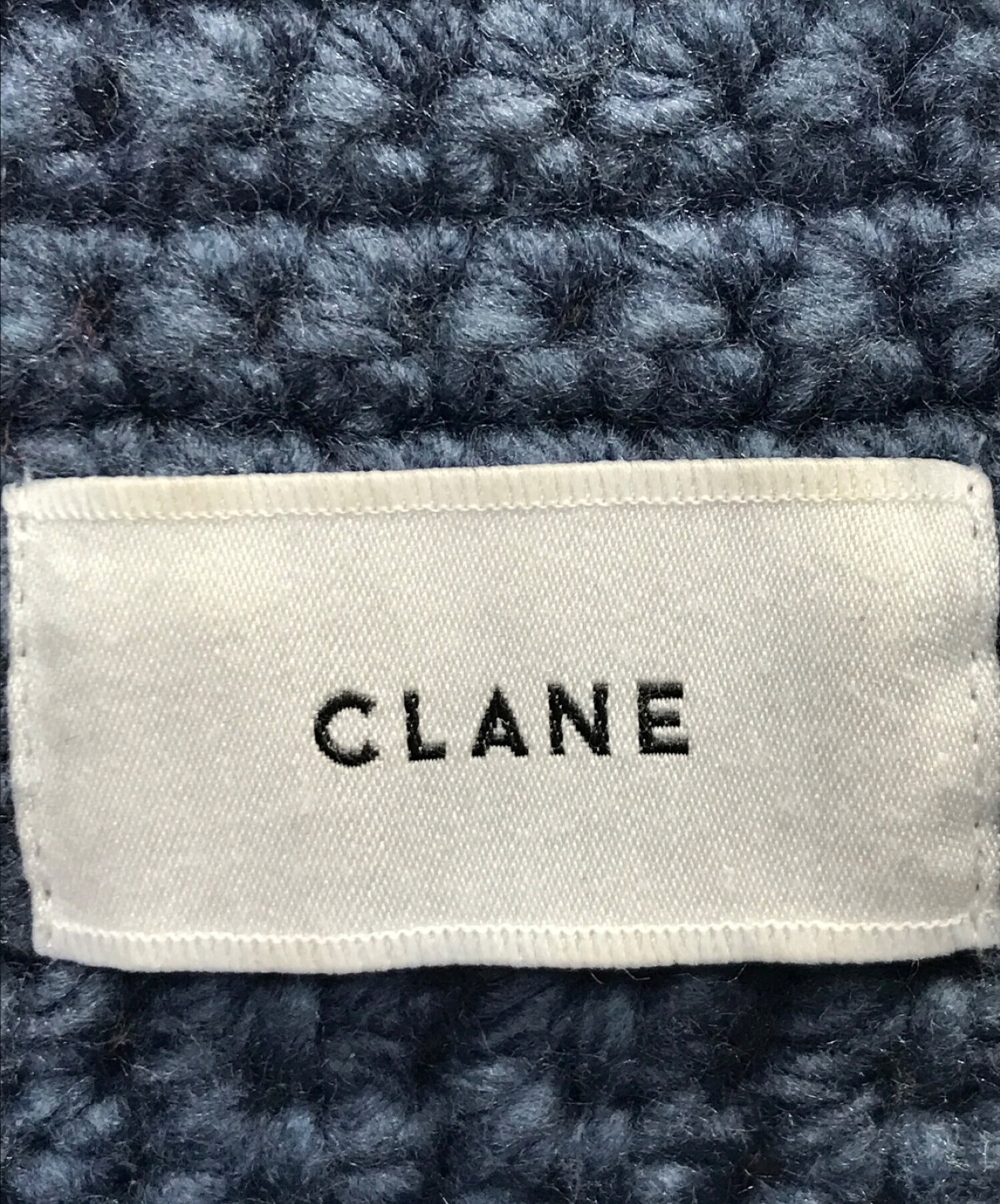 中古・古着通販】CLANE (クラネ) WIDE CHECK HAND KNIT ネイビー