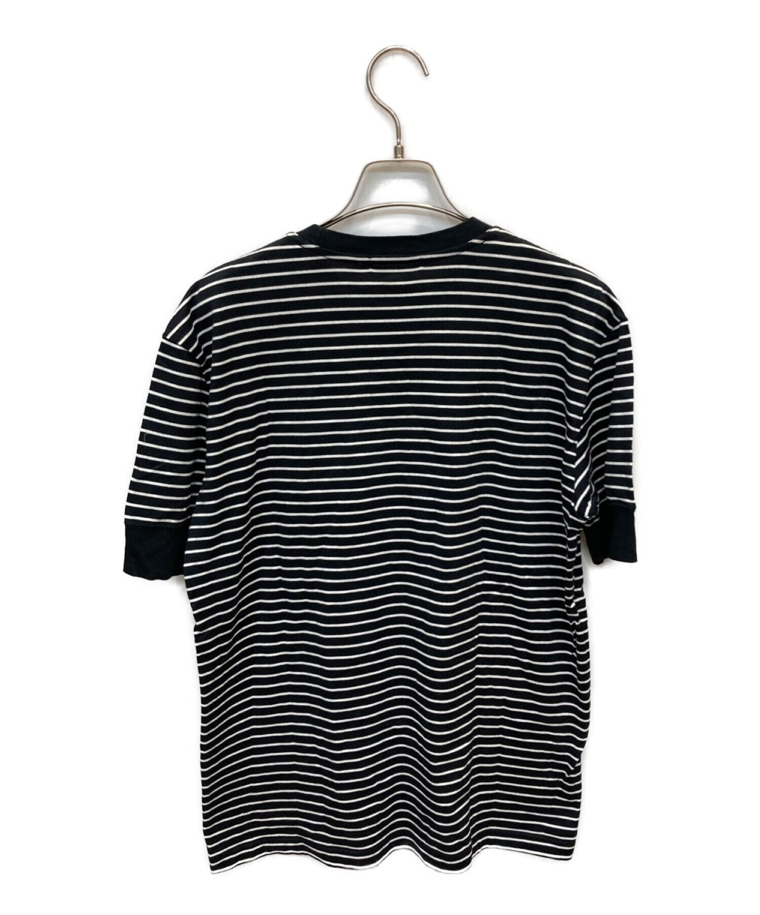 BURBERRY BLACK LABEL (バーバリーブラックレーベル) ロゴプリントボーダーTシャツ ブラック サイズ:3