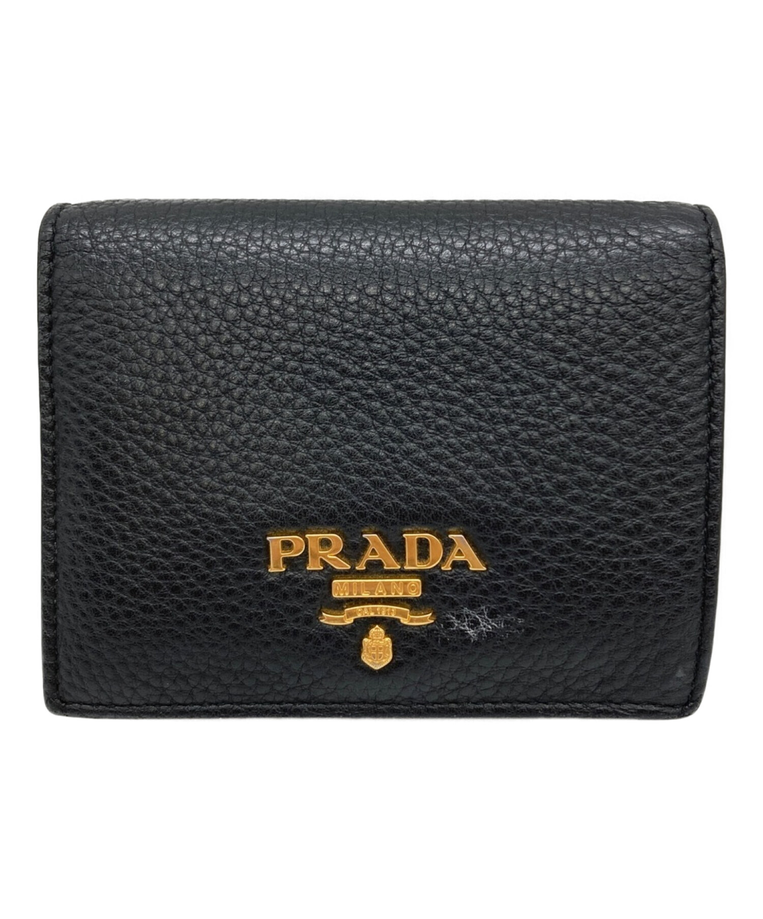PRADA ブラック×レッド バイカラー 二つ折り財布