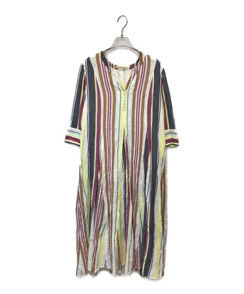 【中古・古着通販】ne quittez pas (ヌキテパ) Cotton Stripe V Neck Dress /  コットンストライプVネックドレス ワンピース マルチカラー サイズ:M｜ブランド・古着通販 トレファク公式【TREFAC FASHION】スマホサイト