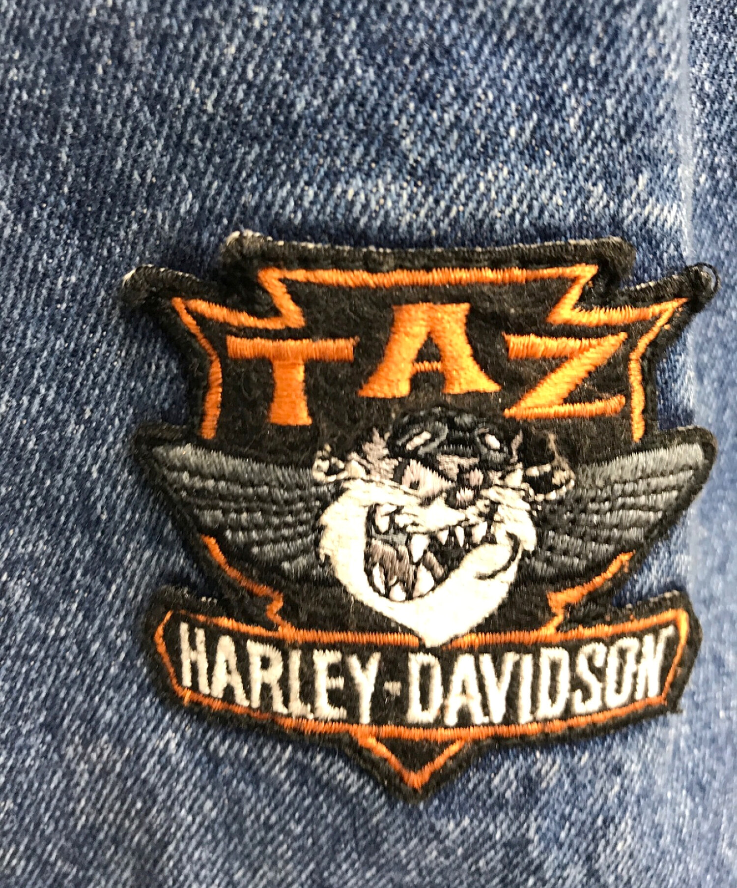 HARLEY-DAVIDSON (ハーレーダビッドソン) タズマニアンデビルワッペンデニムジャケット インディゴ サイズ:M