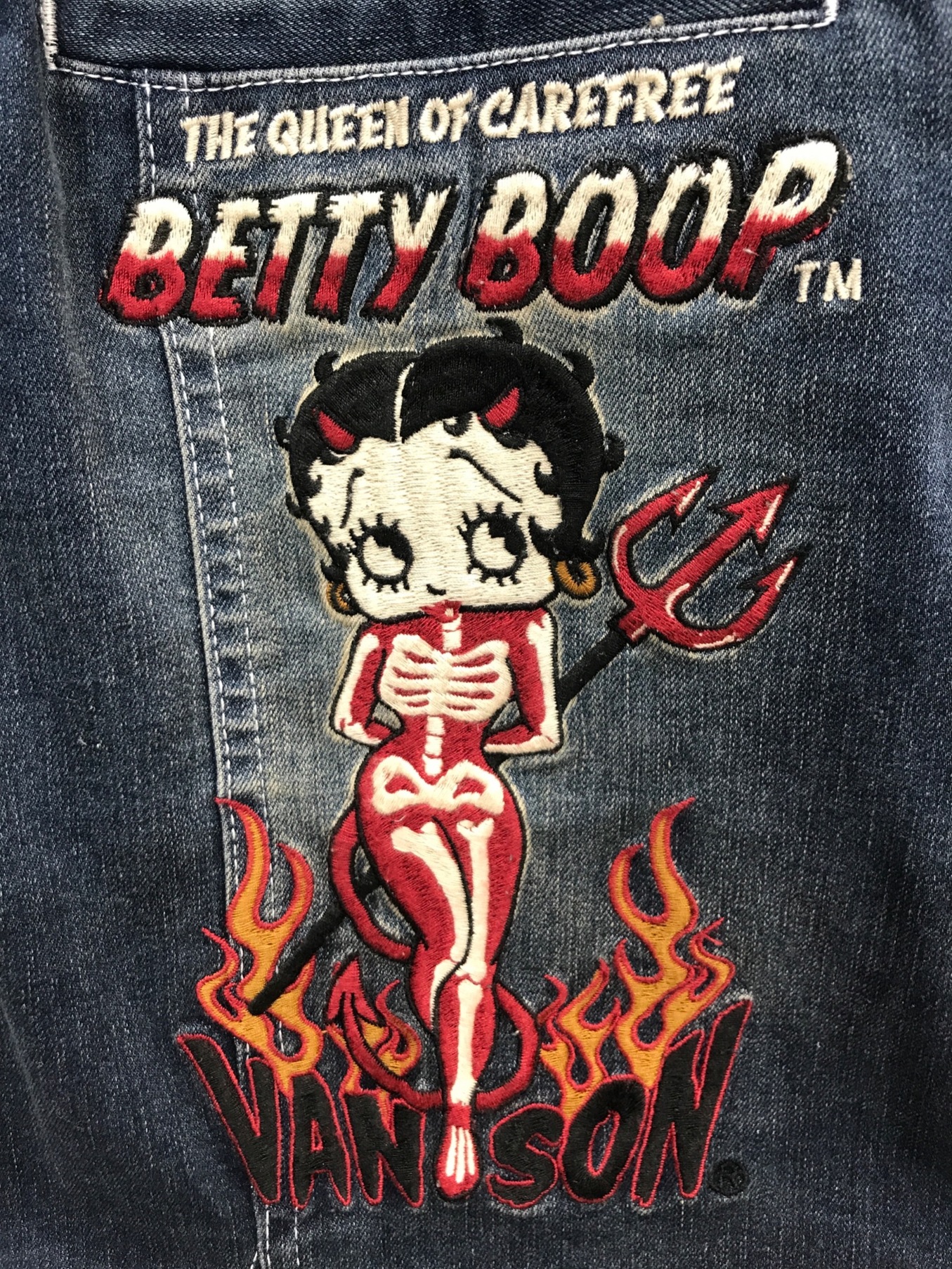 VANSON (バンソン) BETTY BOOP (ベティー・ブープ) ベティブープワッペンデニムスカート インディゴ サイズ:XL