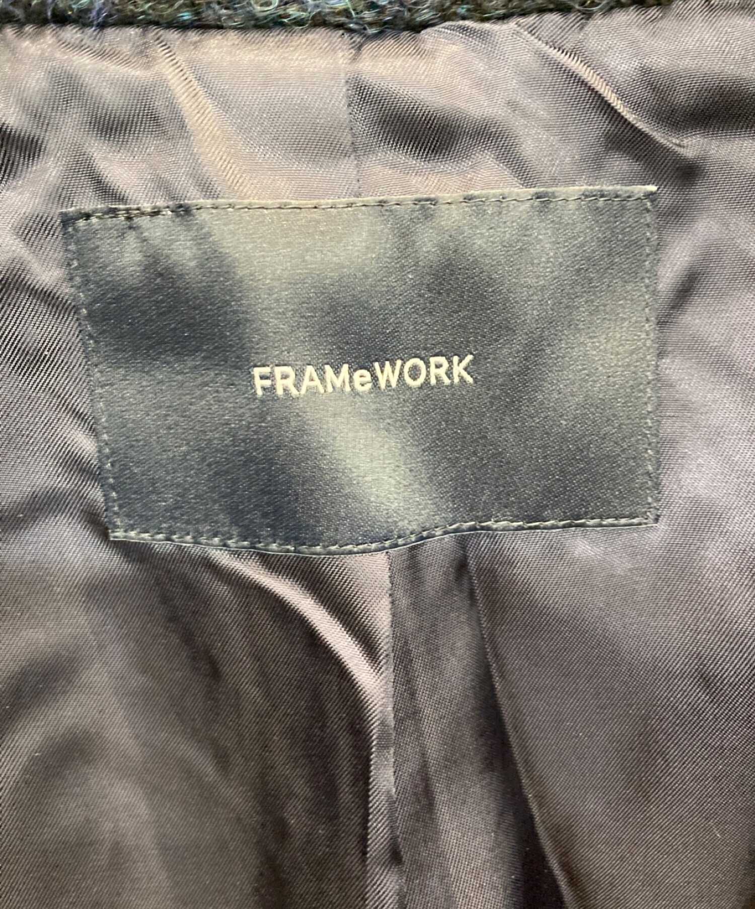 FRAMeWORK (フレームワーク) ループツイードバルカラーコート ネイビー サイズ:36