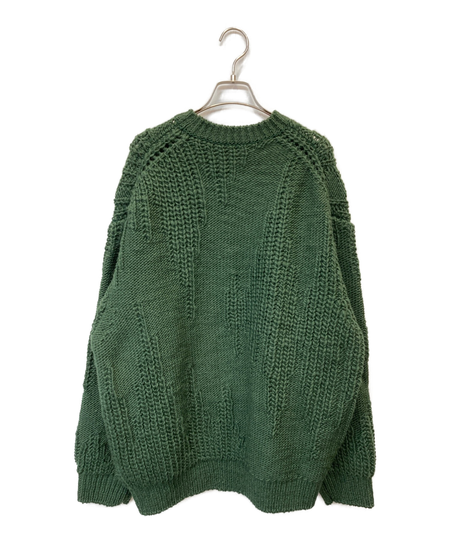 YOKE (ヨーク) IRREGULAR KNITTED CREWNECK SWEATER グリーン サイズ:3