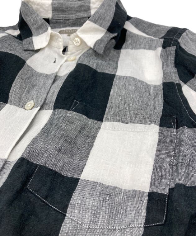 MARGARET HOWELL (マーガレットハウエル) リネン半袖シャツ ホワイト×ブラック サイズ:2