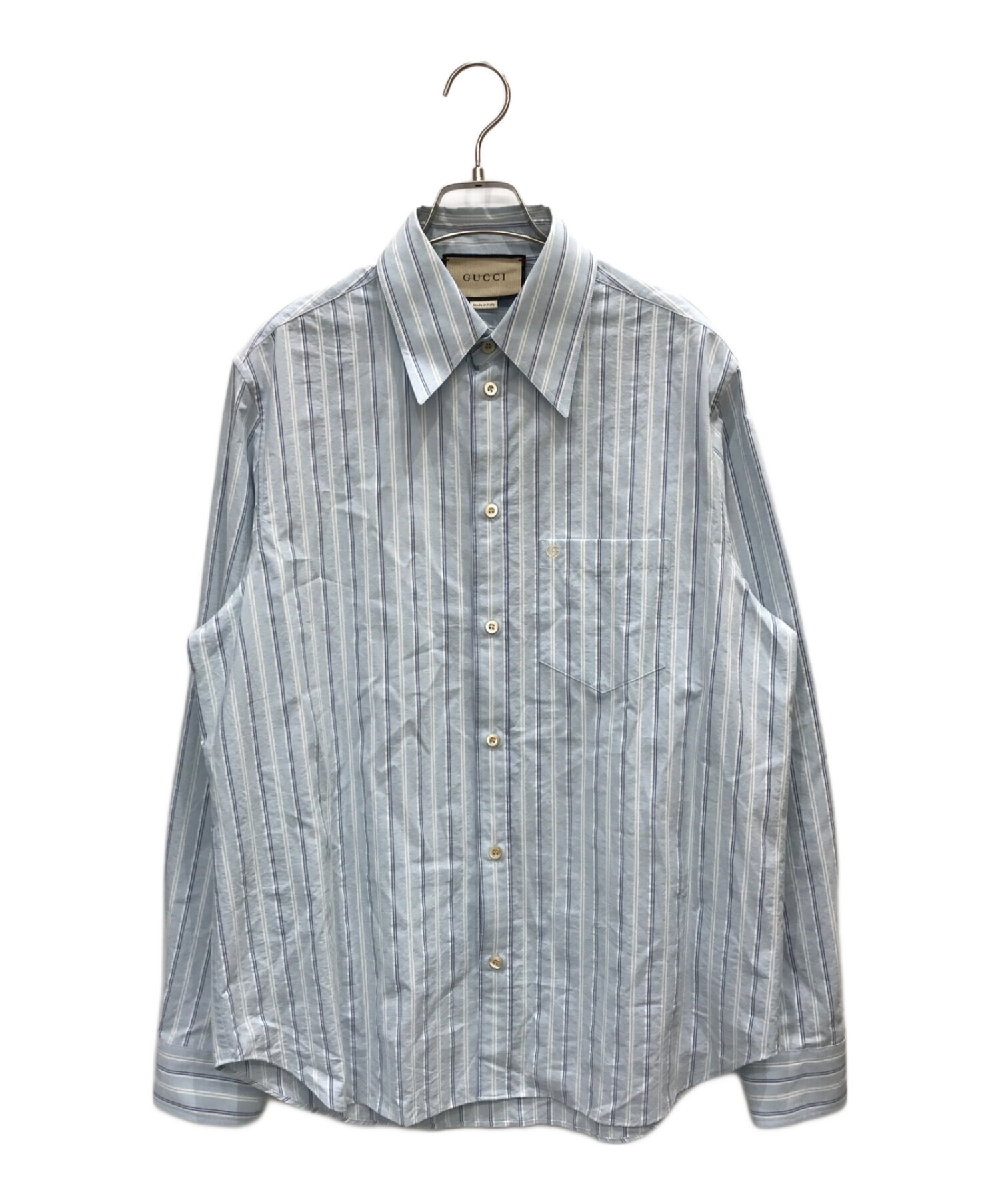 中古・古着通販】GUCCI (グッチ) Striped Collared Long-sleeve Shirt スカイブルー サイズ:15  1/2｜ブランド・古着通販 トレファク公式【TREFAC FASHION】スマホサイト