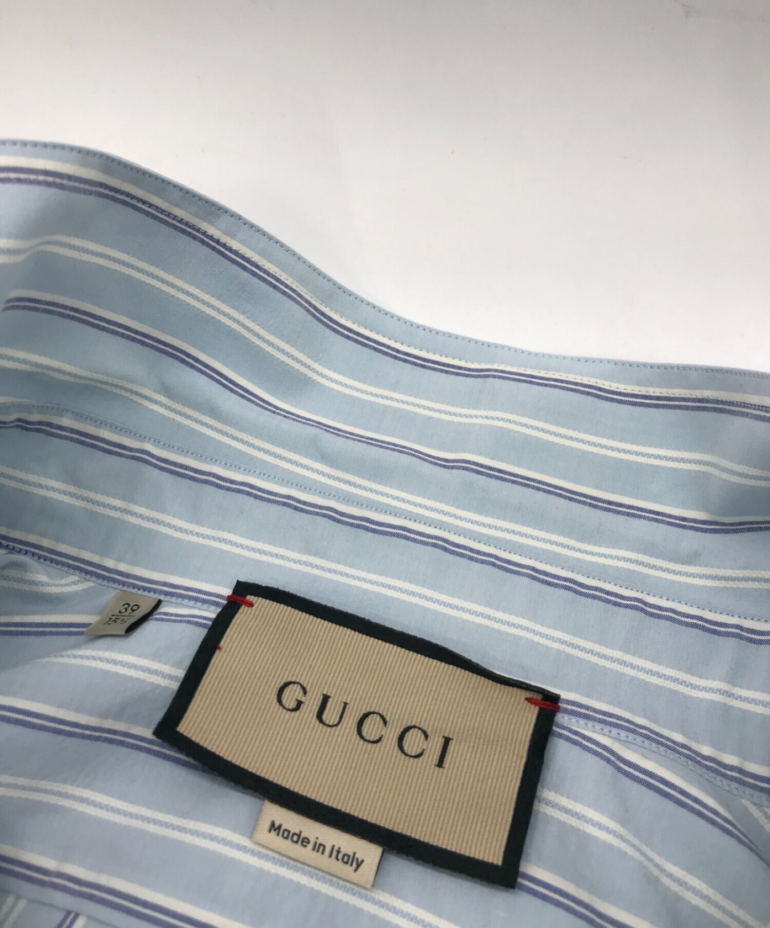 中古・古着通販】GUCCI (グッチ) Striped Collared Long-sleeve Shirt スカイブルー サイズ:15  1/2｜ブランド・古着通販 トレファク公式【TREFAC FASHION】スマホサイト