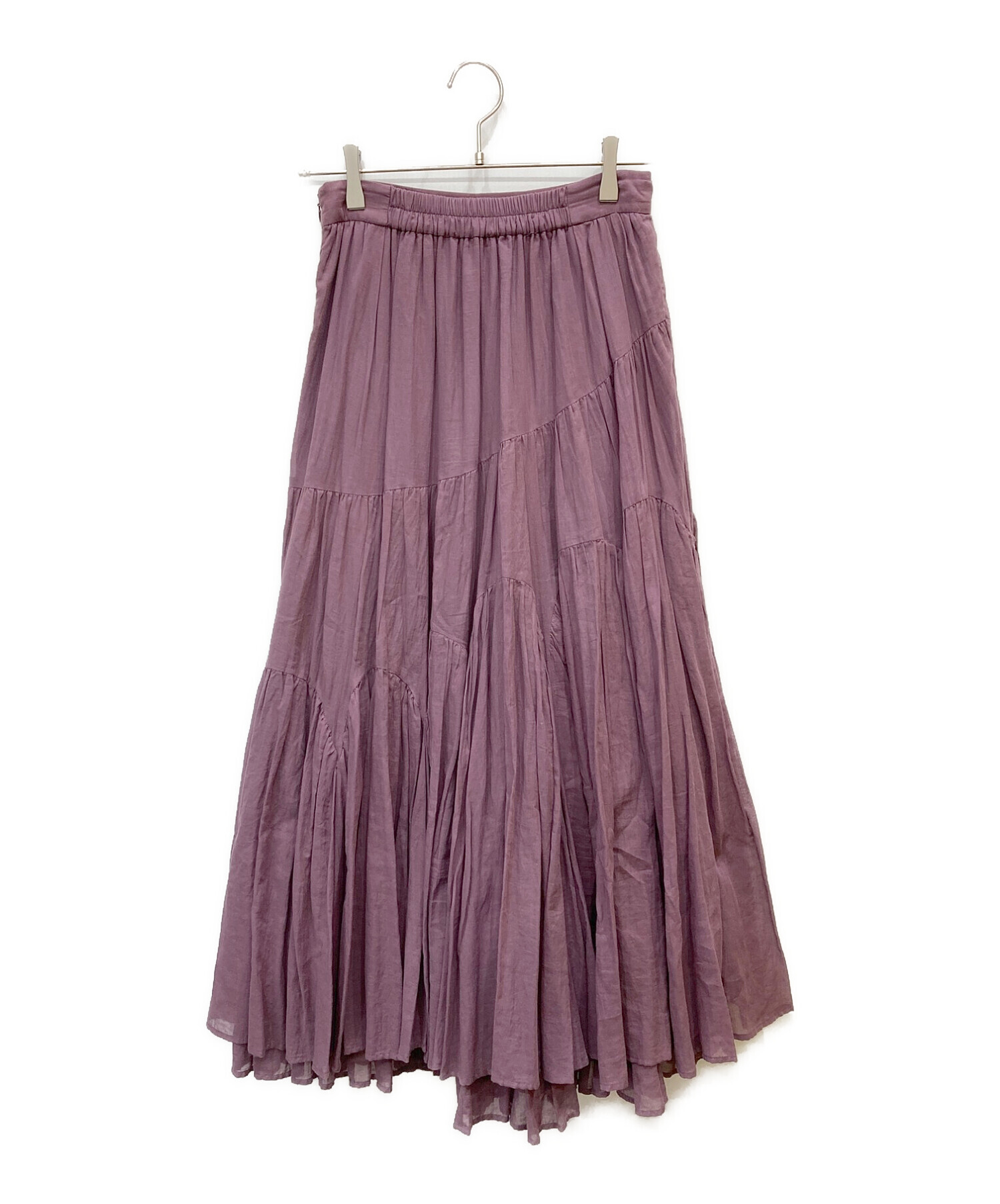 HER LIP TO (ハーリップトゥ) Asymmetric Tiered Cotton-voile Skirt パープル サイズ:M