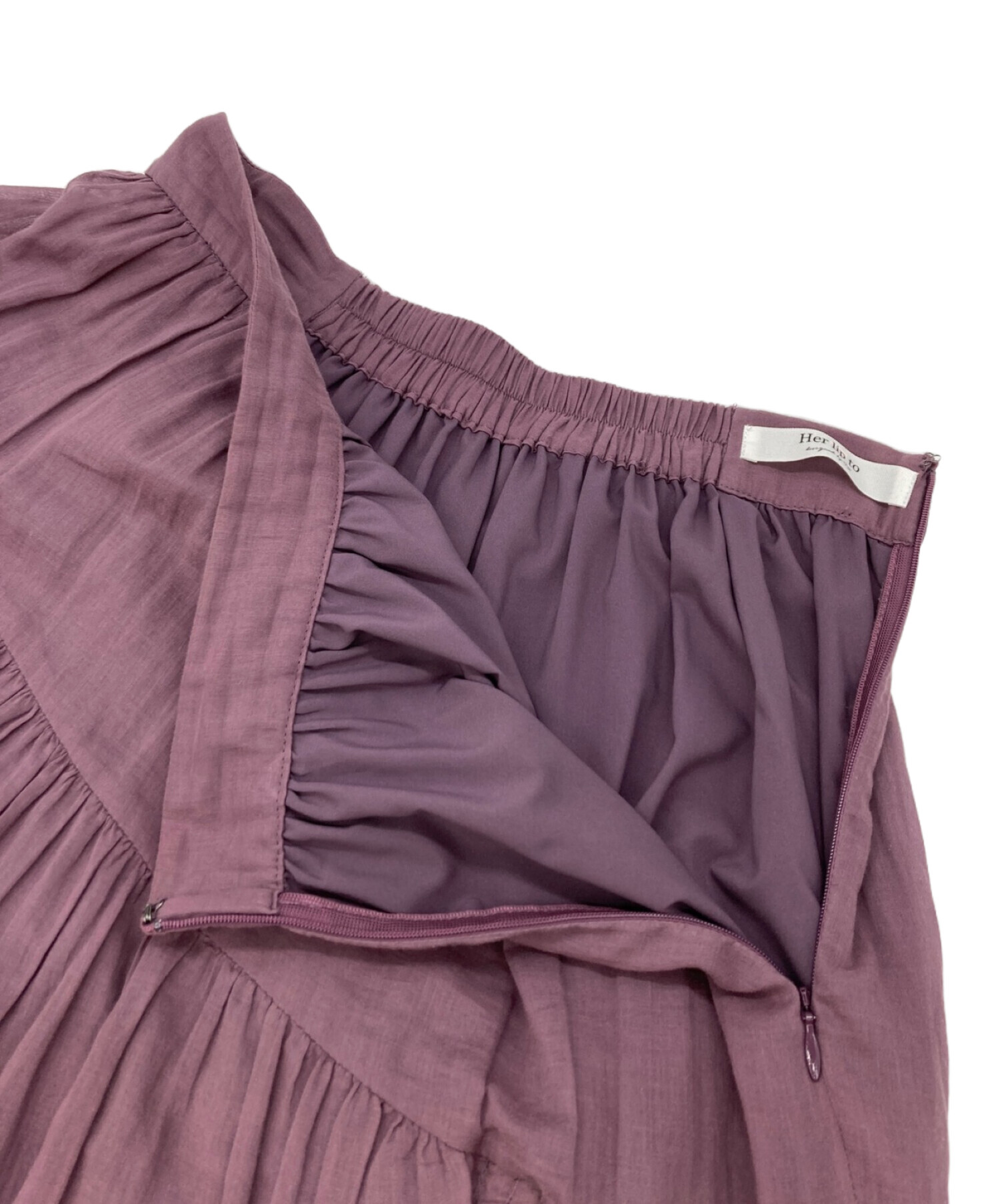 中古・古着通販】HER LIP TO (ハーリップトゥ) Asymmetric Tiered Cotton-voile Skirt パープル  サイズ:M｜ブランド・古着通販 トレファク公式【TREFAC FASHION】スマホサイト