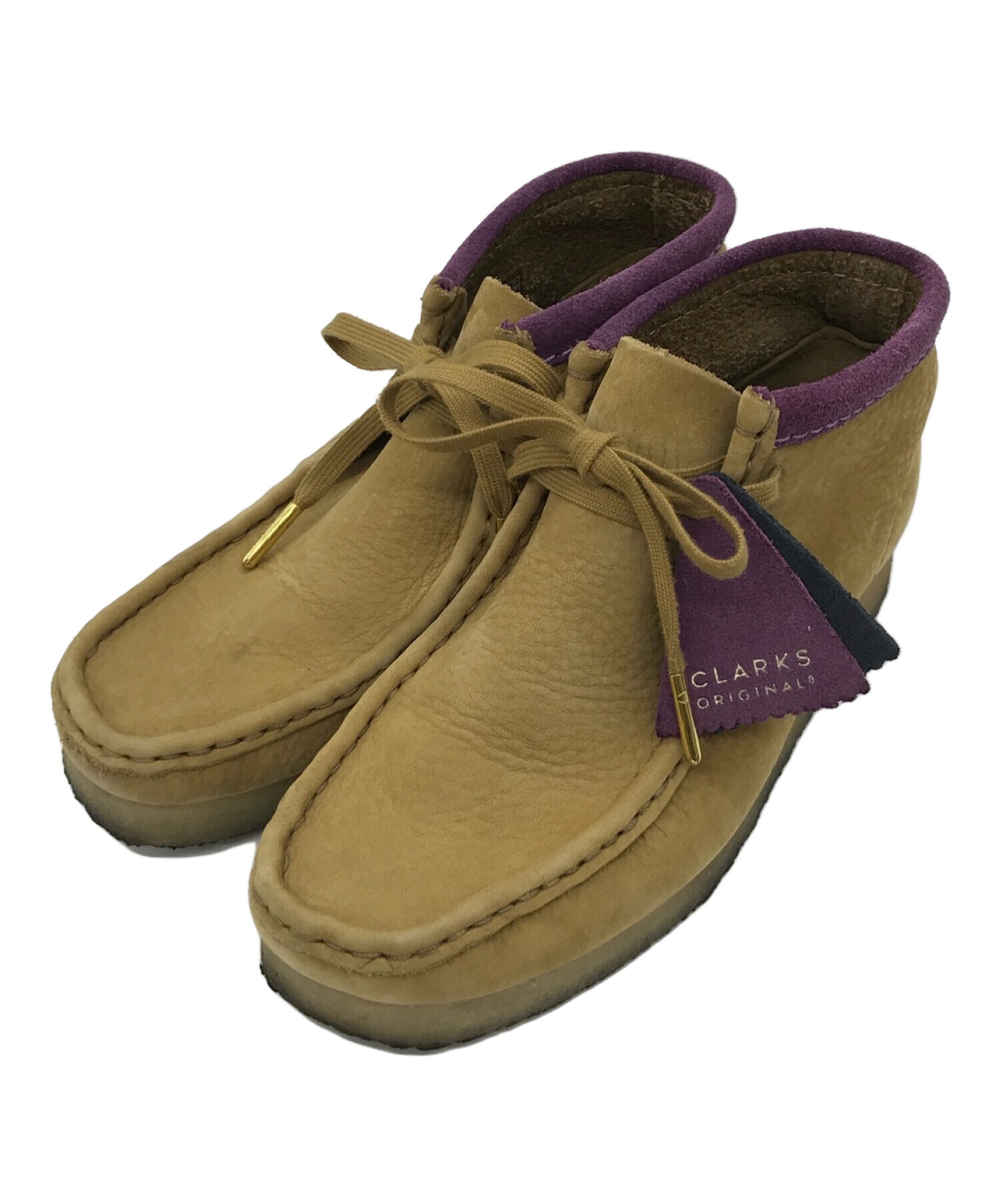 中古・古着通販】CLARKS (クラークス) ワラビーブーツ ベージュ×パープル サイズ:UK4/US6 1/2/EU37/23cm｜ブランド・古着通販  トレファク公式【TREFAC FASHION】スマホサイト