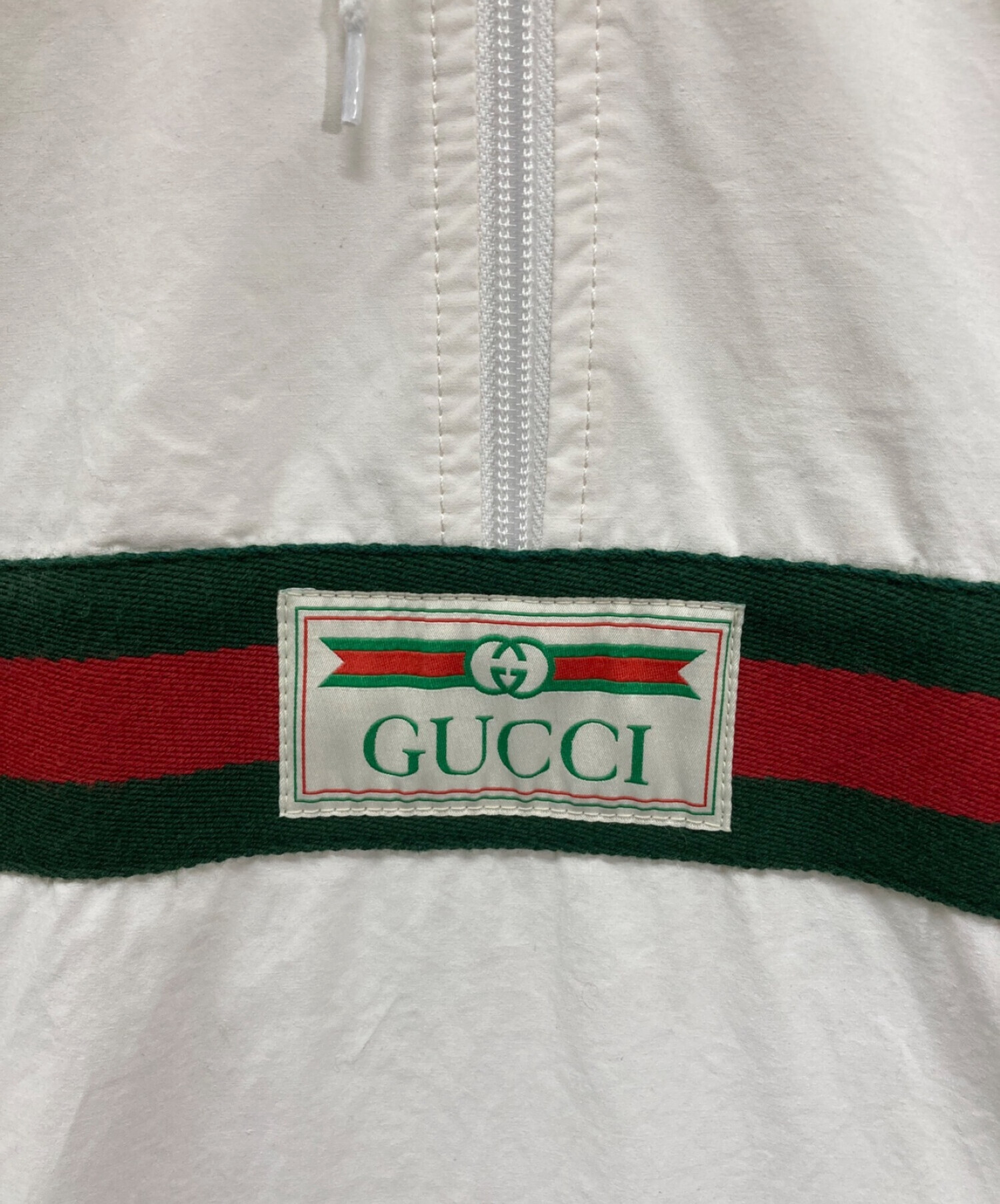 GUCCI (グッチ) Caotton canvas windbreaker コットンキャンバス ウインドブレーカー ジャケット アノラック  594861-XDAX3 アイボリー サイズ:46