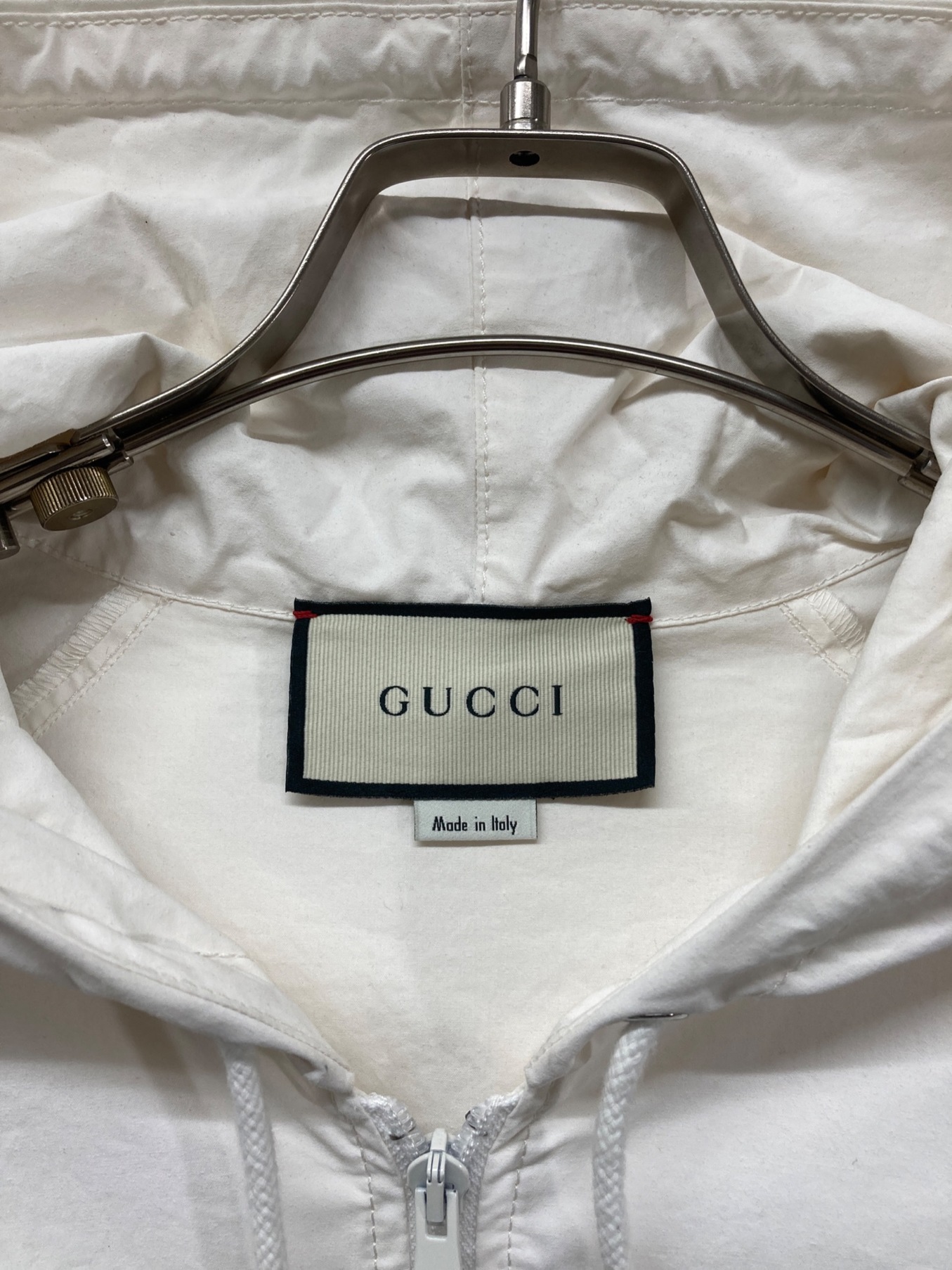 GUCCI (グッチ) Caotton canvas windbreaker コットンキャンバス ウインドブレーカー ジャケット アノラック  594861-XDAX3 アイボリー サイズ:46