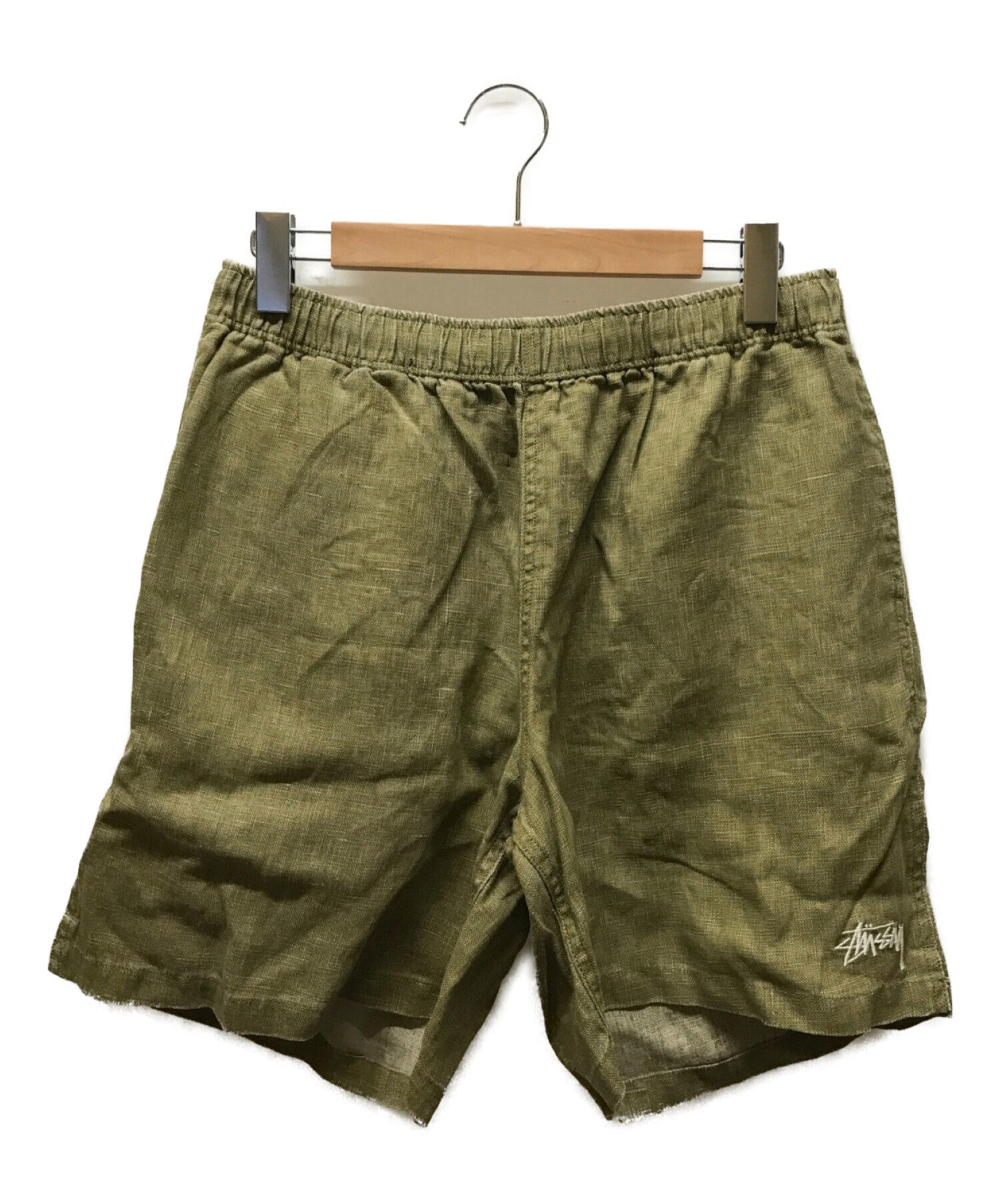 stussy (ステューシー) BOXY LINEN SHORT/リネンショートパンツ オリーブ サイズ:M 未使用品