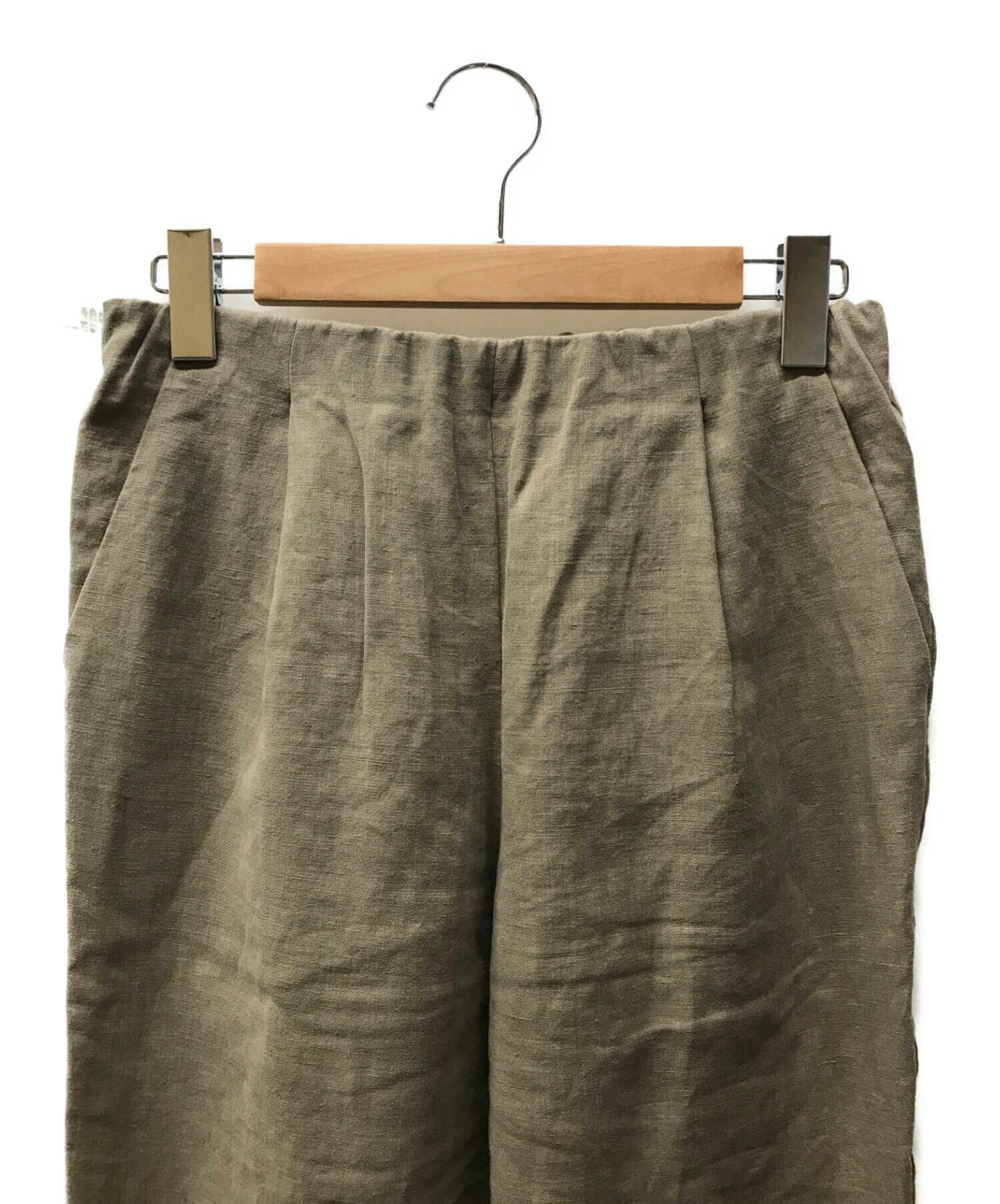 evam eva (エヴァムエヴァ) linen narrow pants/ﾘﾈﾝﾅﾛｰﾊﾟﾝﾂ ベージュ サイズ:S