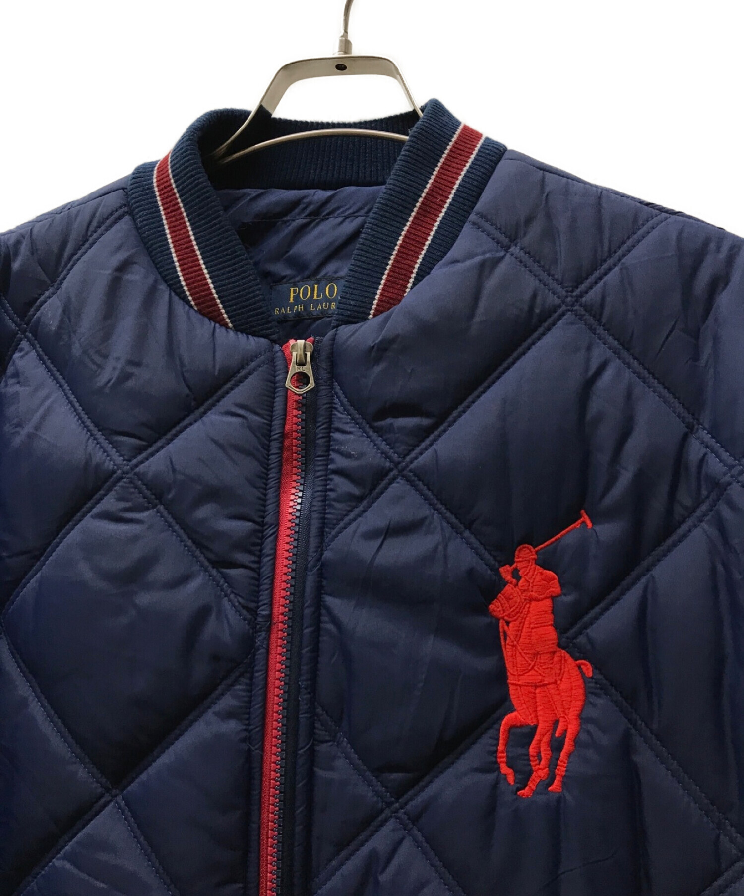 POLO RALPH LAUREN (ポロ・ラルフローレン) ビッグポニーキルティングダウンジャケット ネイビー サイズ:L